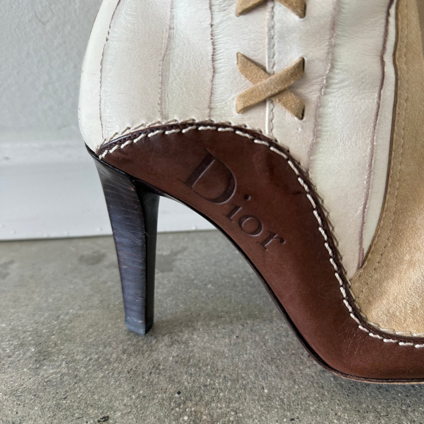 FW01 Galliano Dior Patchwork Leather + Suede Western Boots - US 6