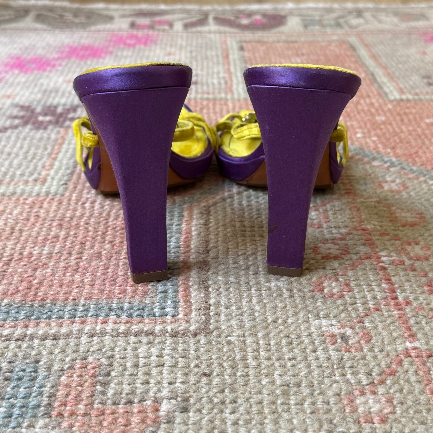 Y2K Sunflower Velvet René Caovilla Platforms - US 7.5