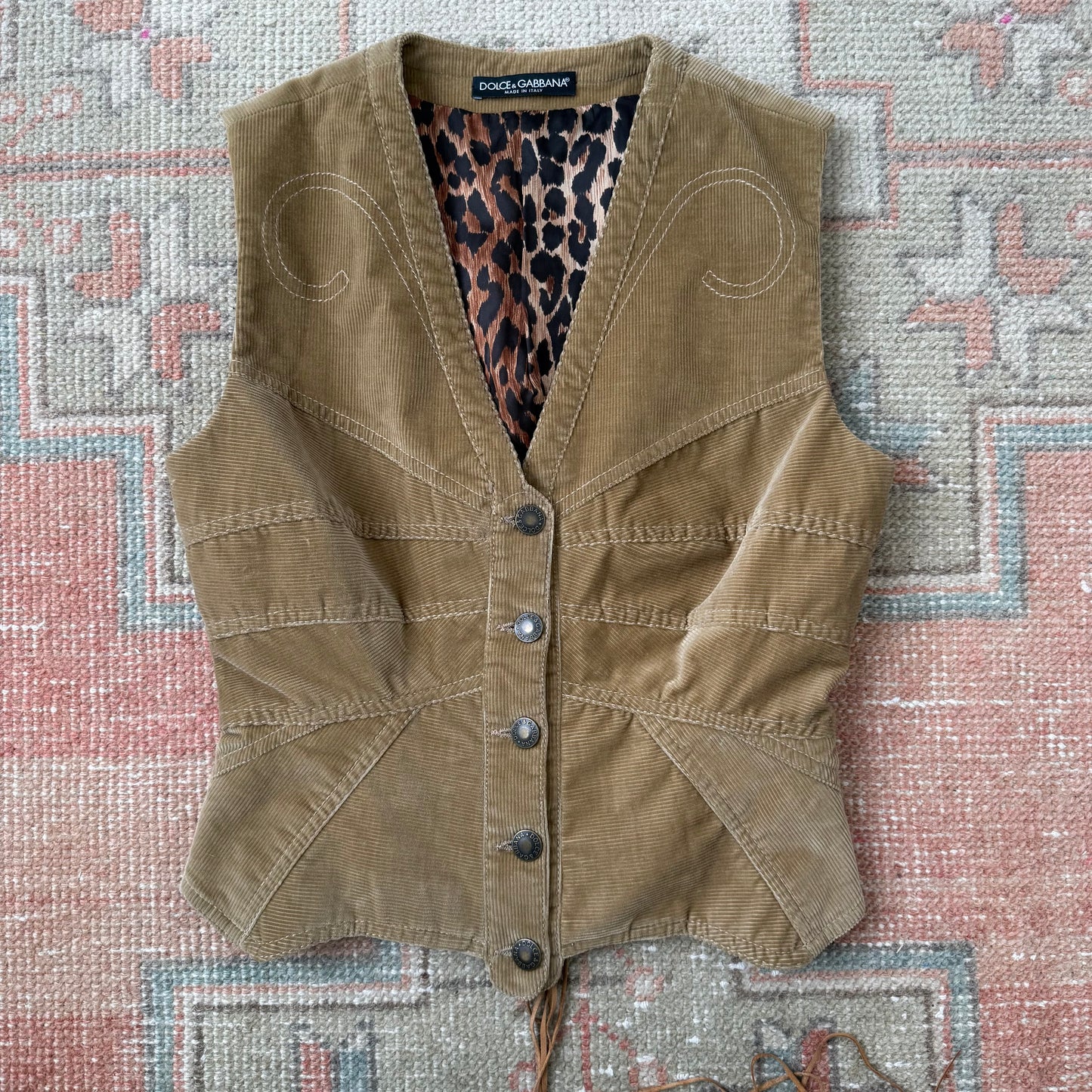 F/W2002 Dolce & Gabbana Butterfly Corduroy Skirt, Vest & Jacket Set