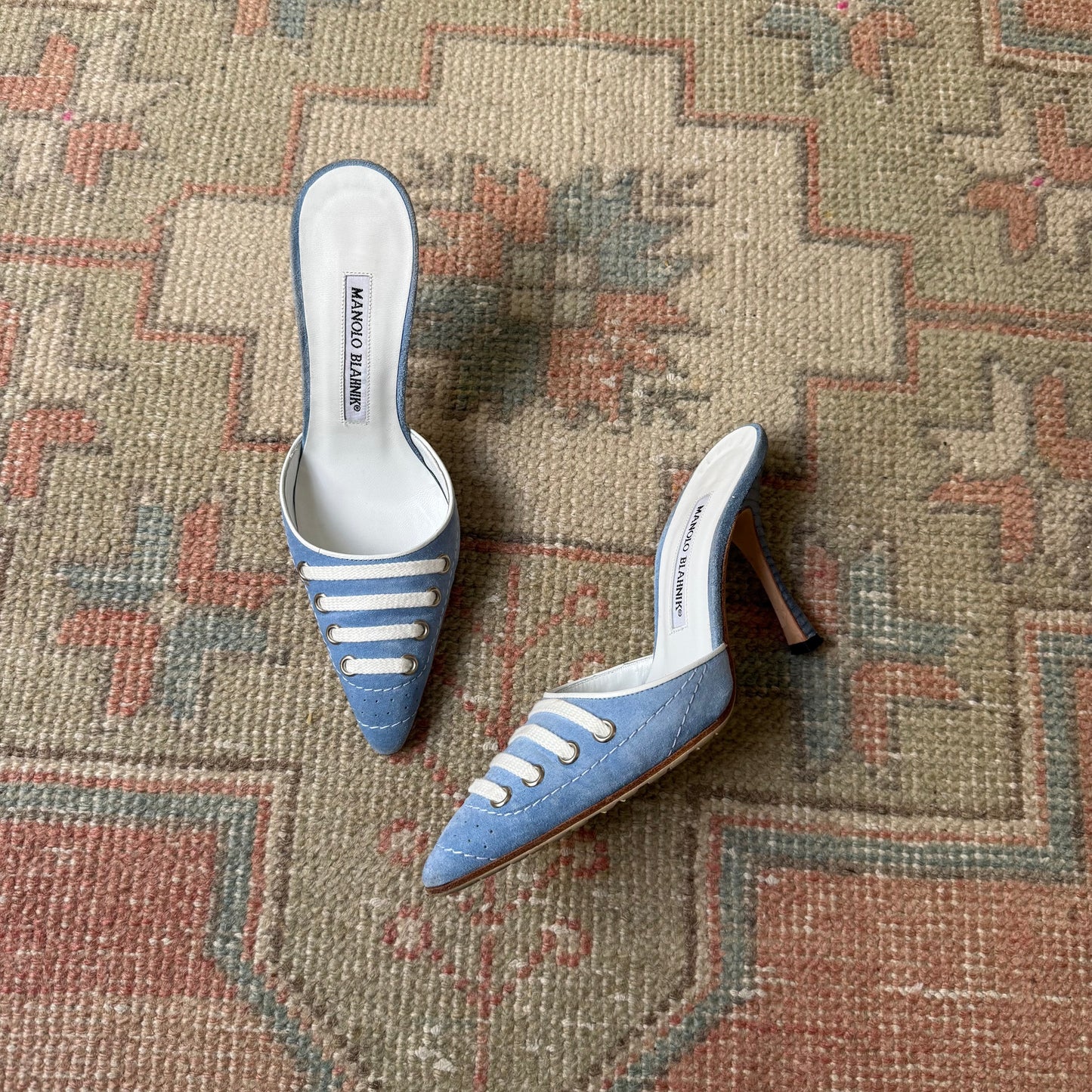 S/S2003 Manolo Blahnik Blue Suede Sneaker Mules - US 5.5-6