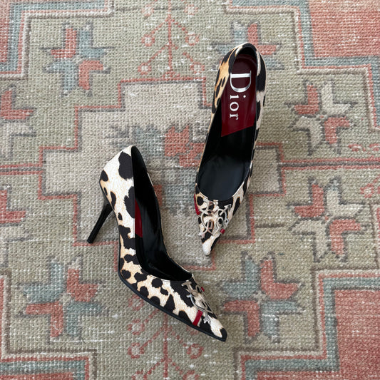 F/W2004 Galliano Dior “I Love Dior” Leopard Pumps - US 7