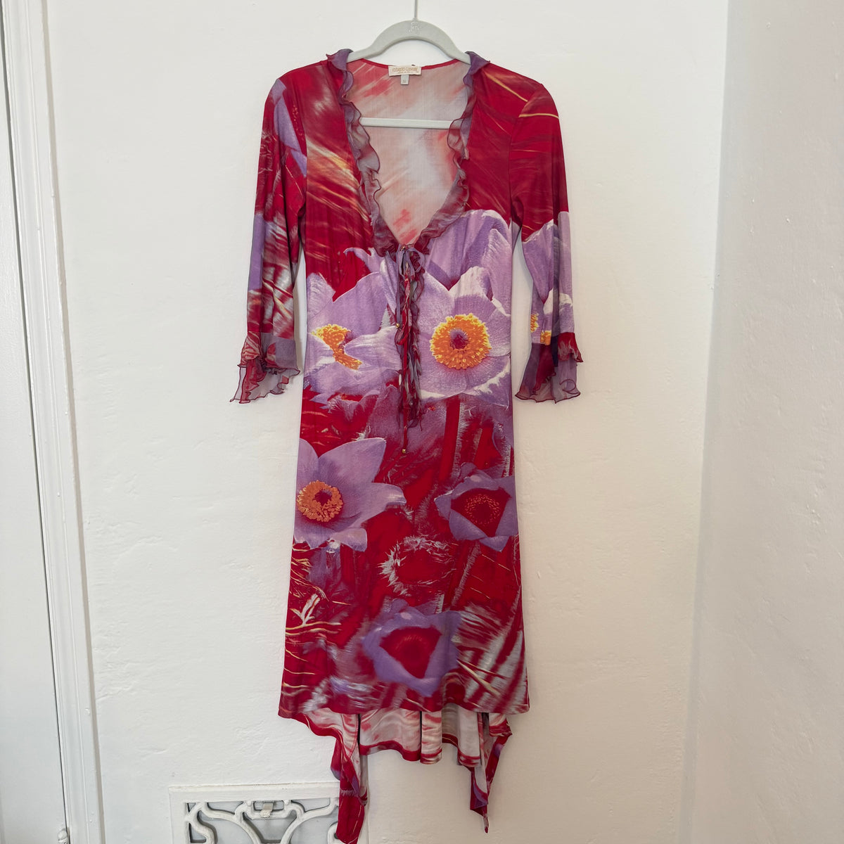 S/S2000 Roberto Cavalli Floral Ruffle Dress - US S-L