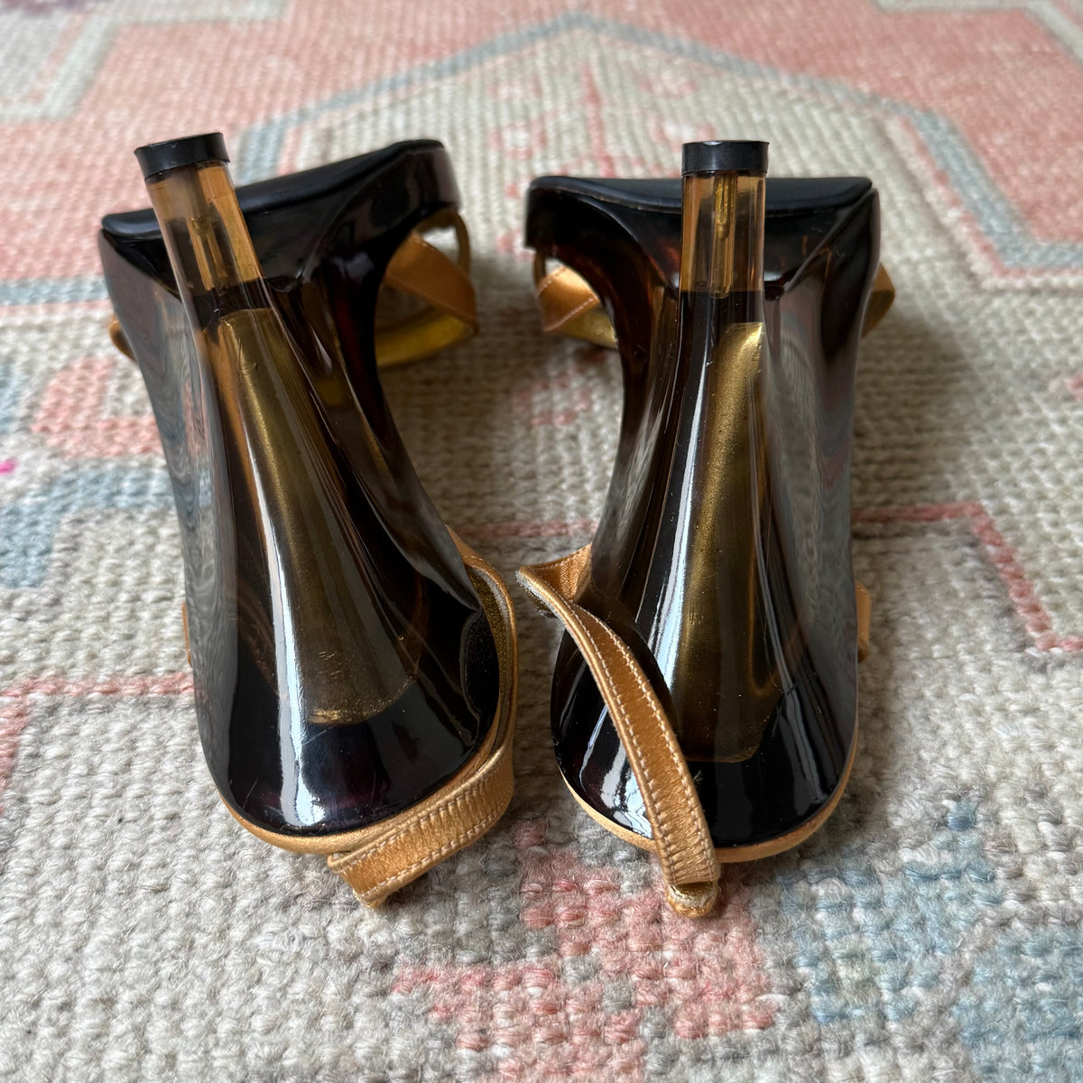 S/S1998 Prada Gold Lucite Wedges - US 7