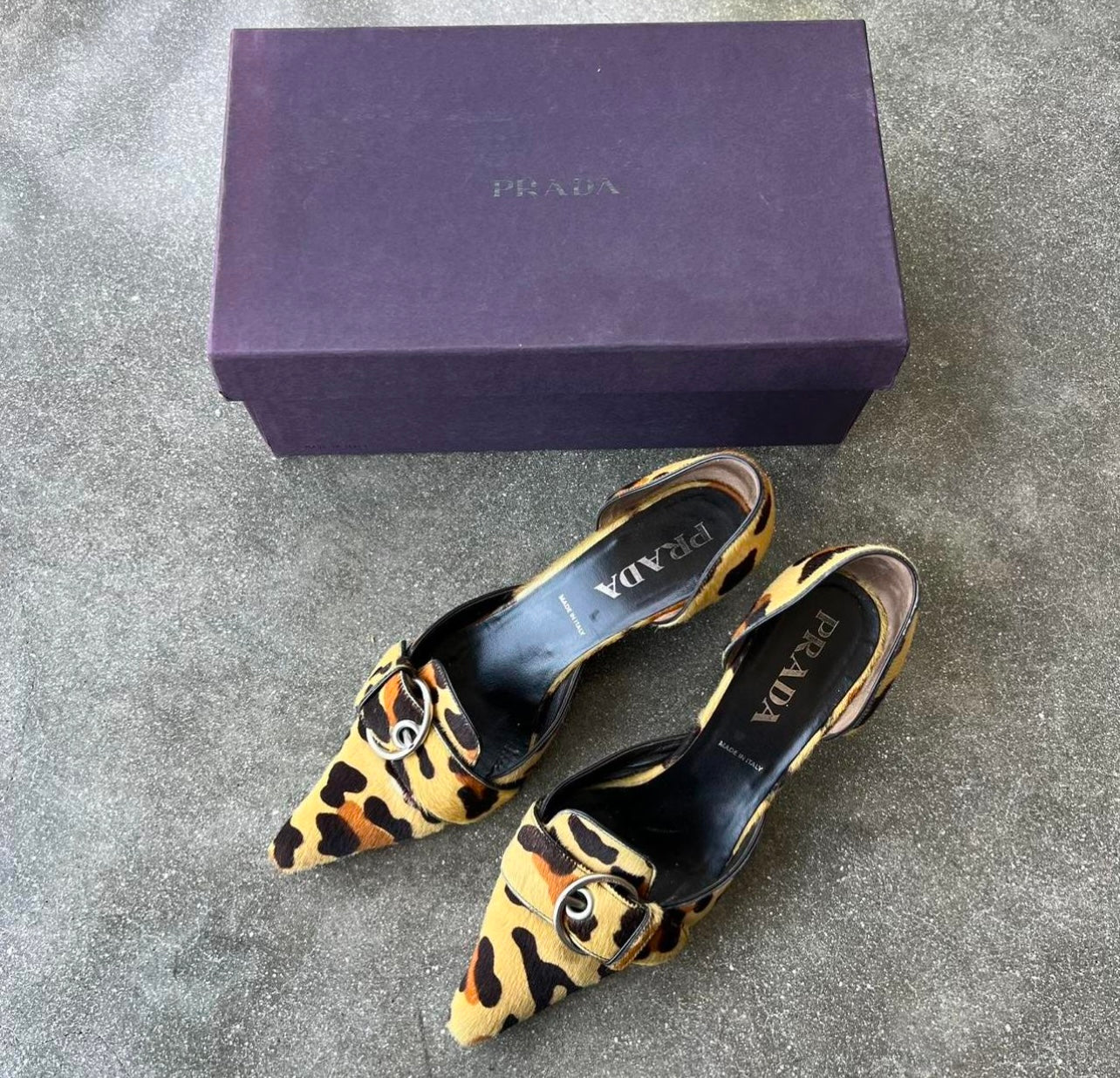 00s Prada Pony Hair Leopard Heels - US 8