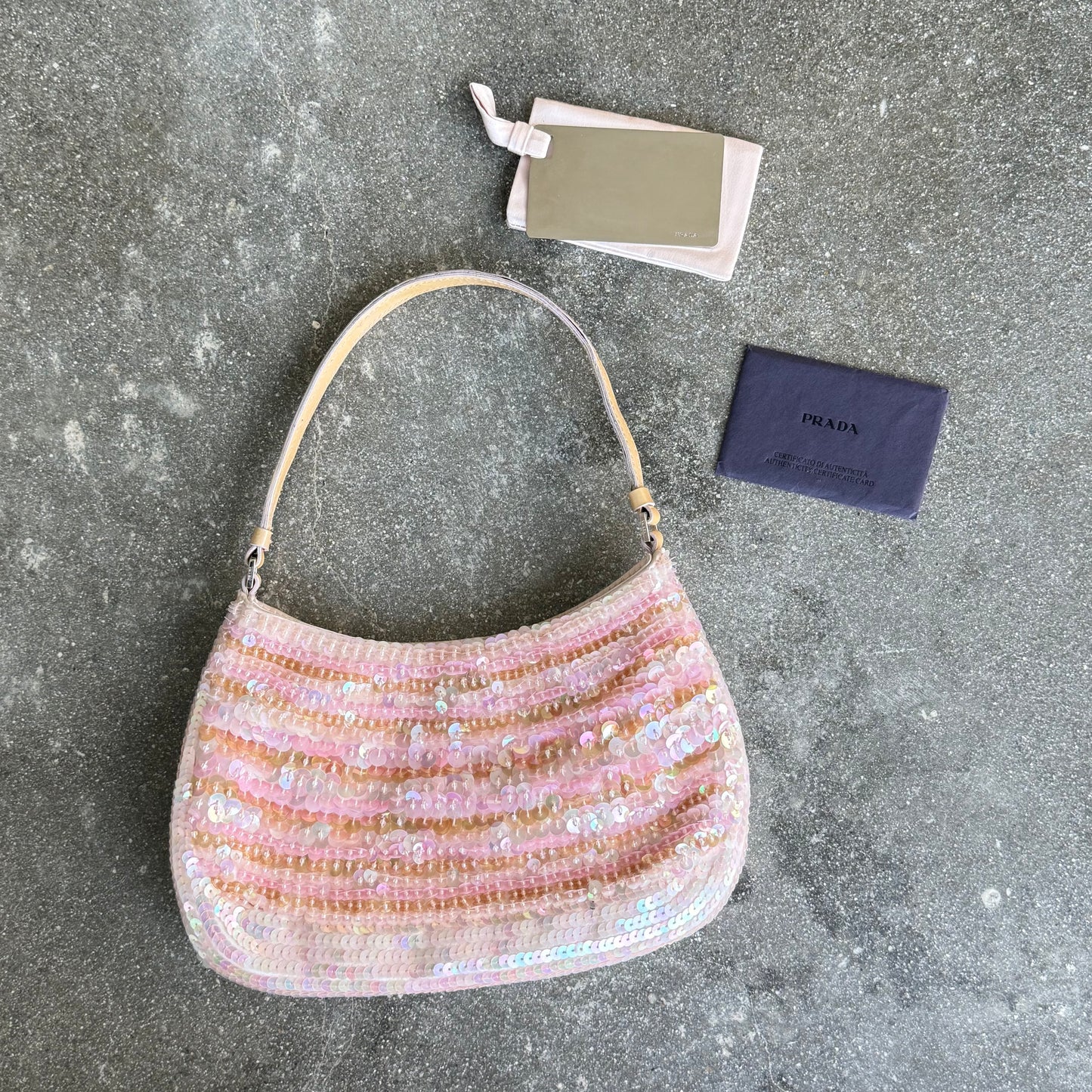 SS00 Prada Cleo Pink Sequin & Satin Purse