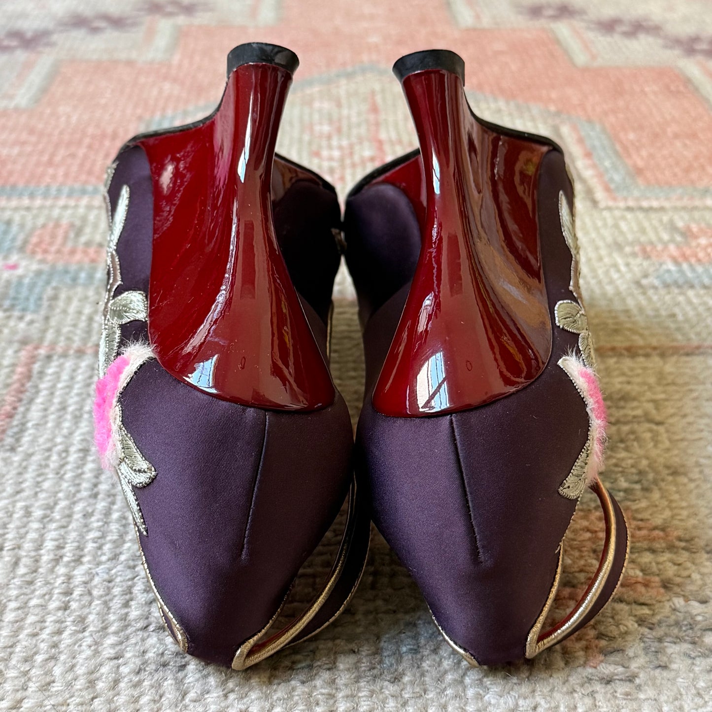 F/W2004 Tom Ford Yves Saint Laurent Silk Floral Wedges - US 7-7.5