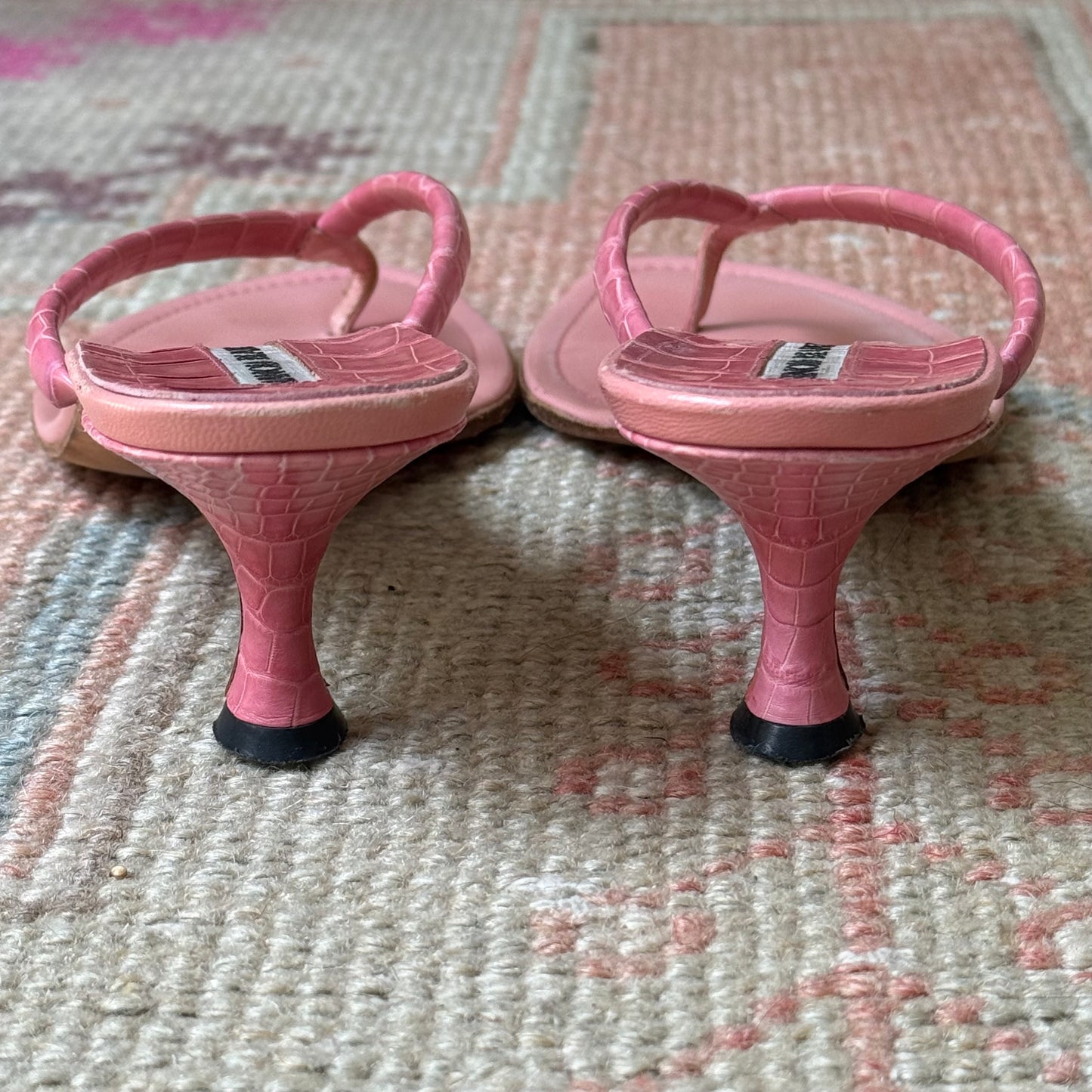 Y2K Pink Manolo Blahnik Thong Heels - US 6