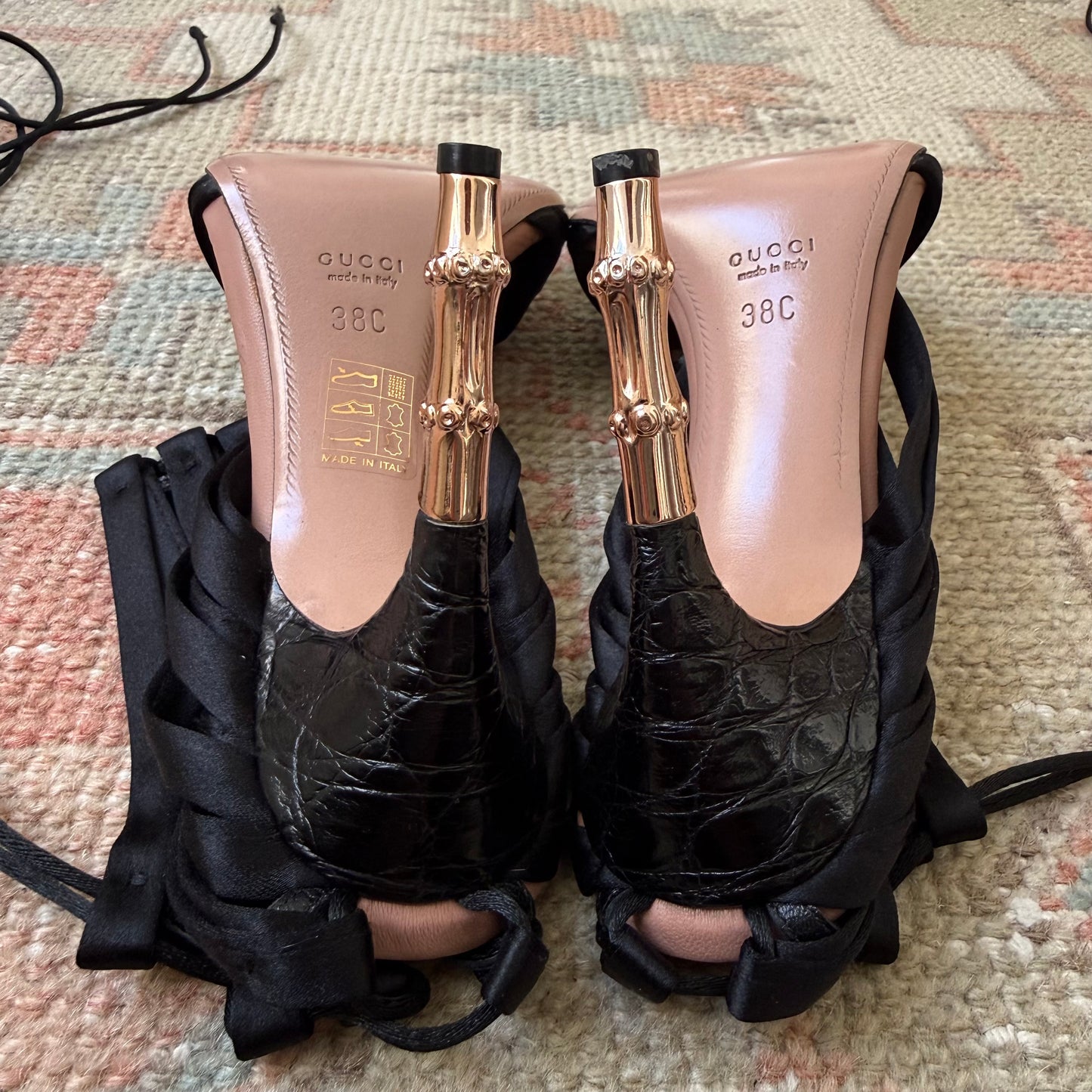 S/S2004 Tom Ford Gucci Satin Wrap Bamboo Heels - US 7.5