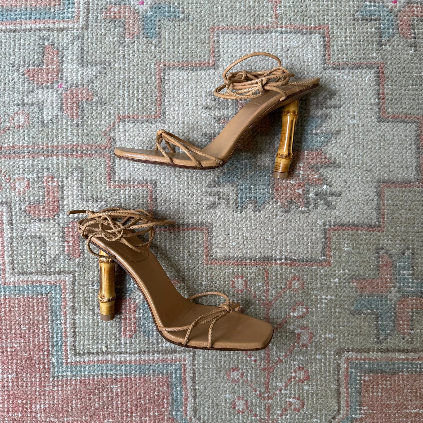 S/S2002 Tom Ford Gucci Leather Bamboo Sandals - US 8