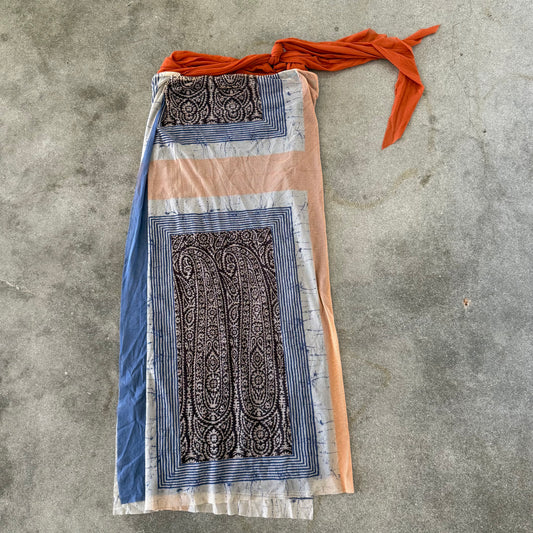 00s Jean Paul Gaultier Orange and Blue Mesh Paisley Skirt - One Size