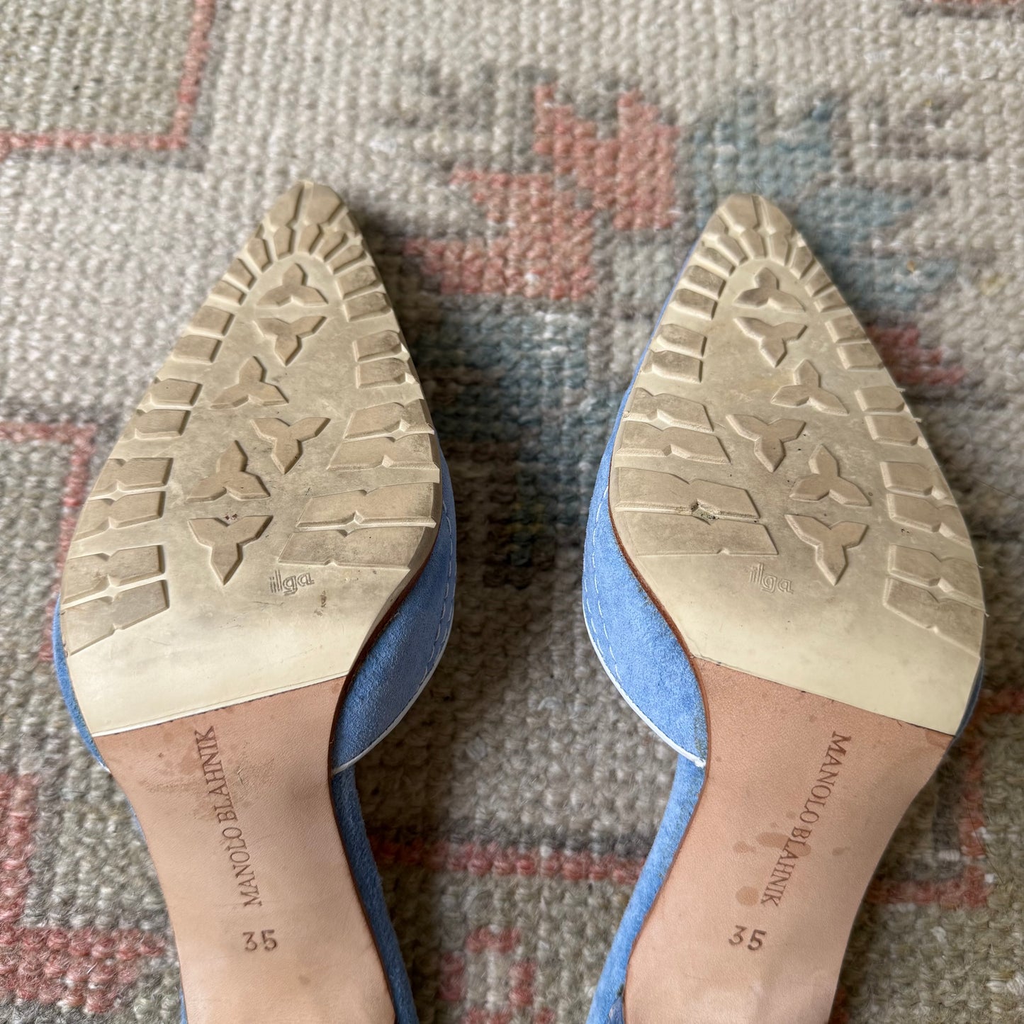 S/S2003 Manolo Blahnik Blue Suede Sneaker Mules - US 5.5-6
