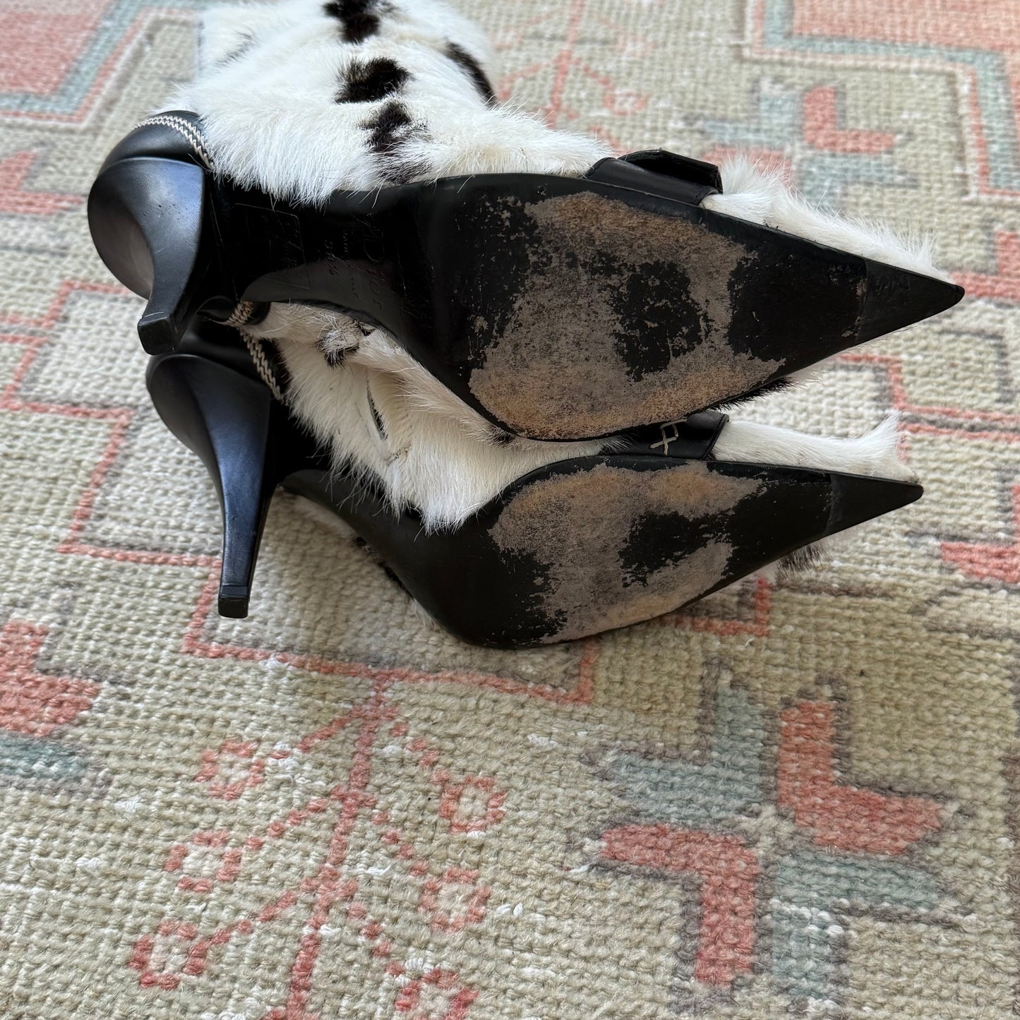 F/W2005 Galliano Dior Cow Hair Ankle Boots - US 8.5