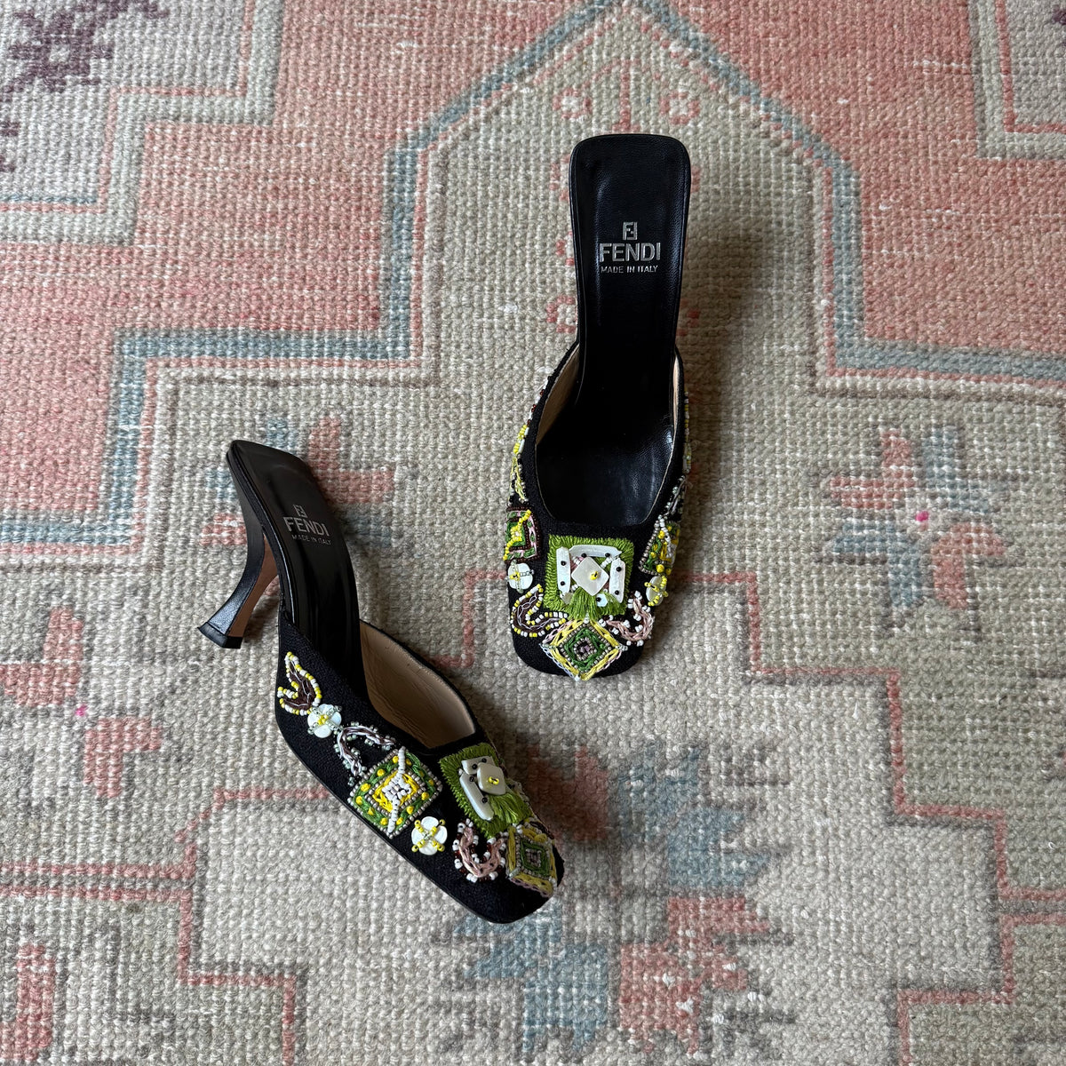 S/S2000 Fendi Beaded Mules - US 7