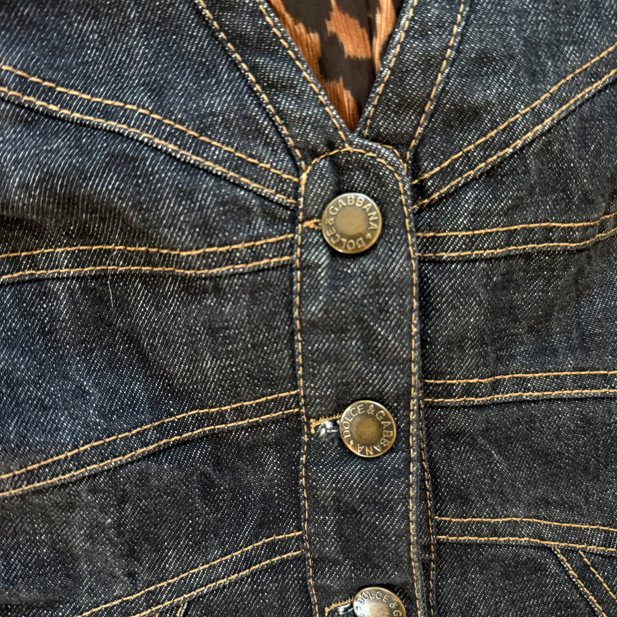 F/W2002 Dolce & Gabbana Butterfly Denim Skirt and Vest - US XS/2