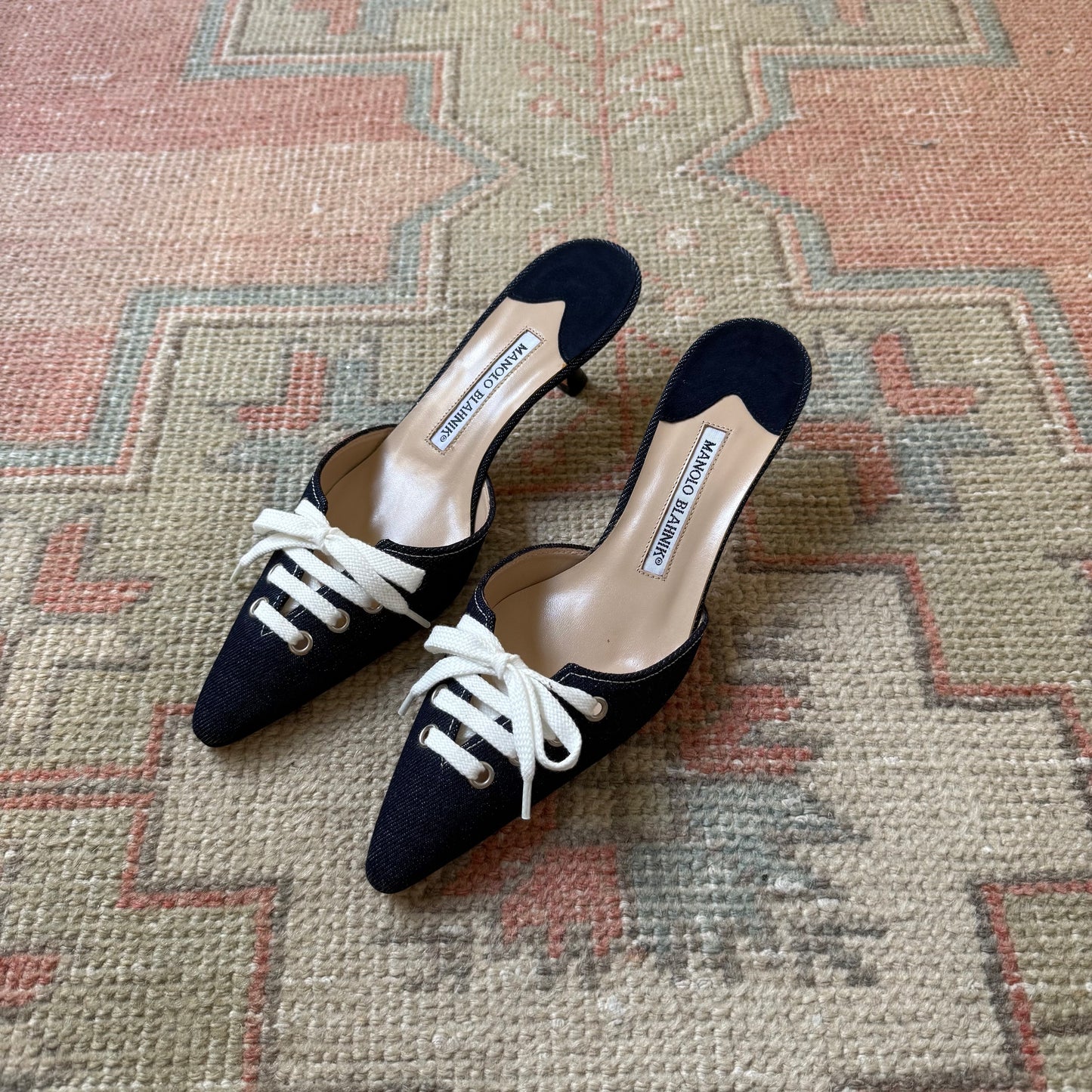 00s Manolo Blahnik Denim Mules - US 7.5
