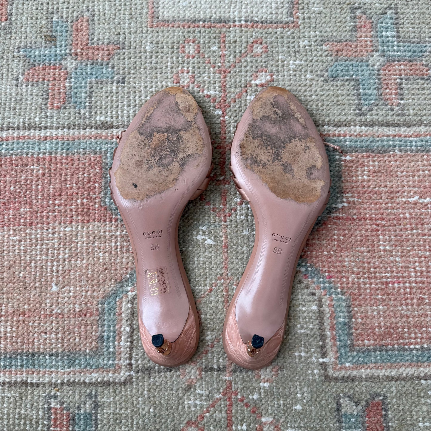 S/S2004 Tom Ford Gucci Blush Bamboo Mules - US 9.5