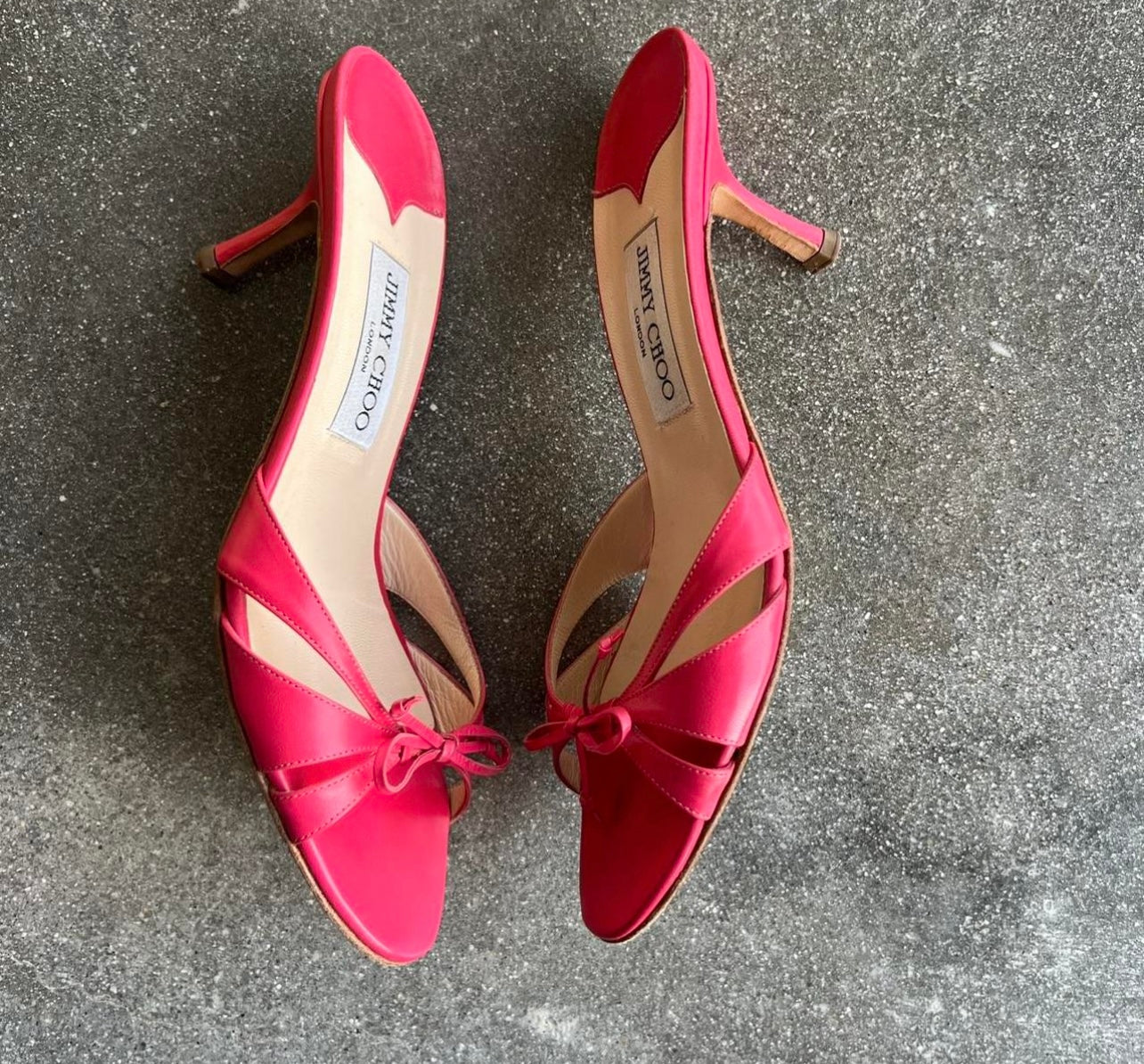 Jimmy Choo Hot Pink Bow Sandals - 11.5