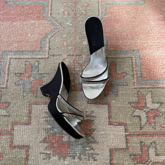 F/W2006 Galliano Dior Crystal Satin Wedges - US 7