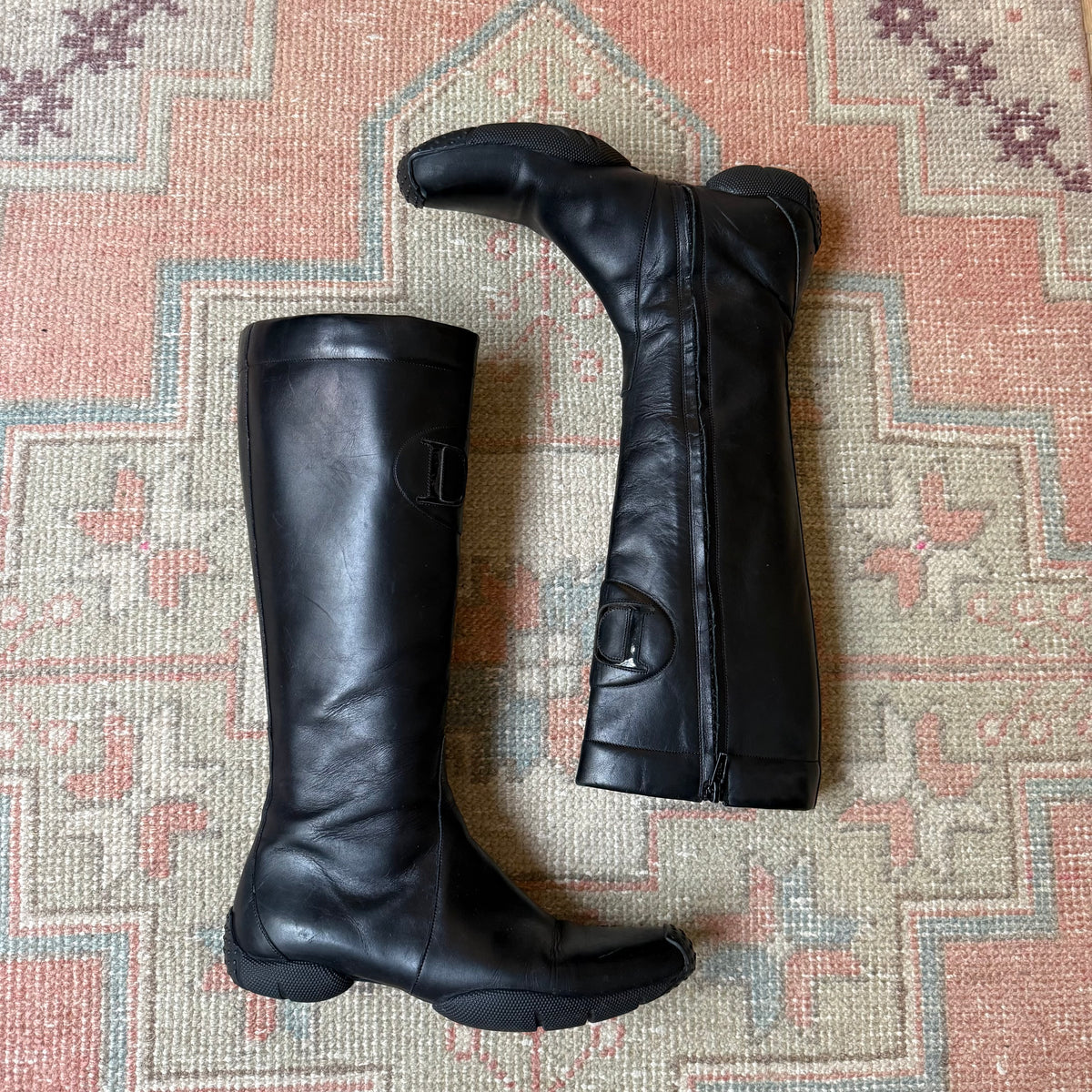F/W2001 Galliano Dior Black Moto Boots - US 8