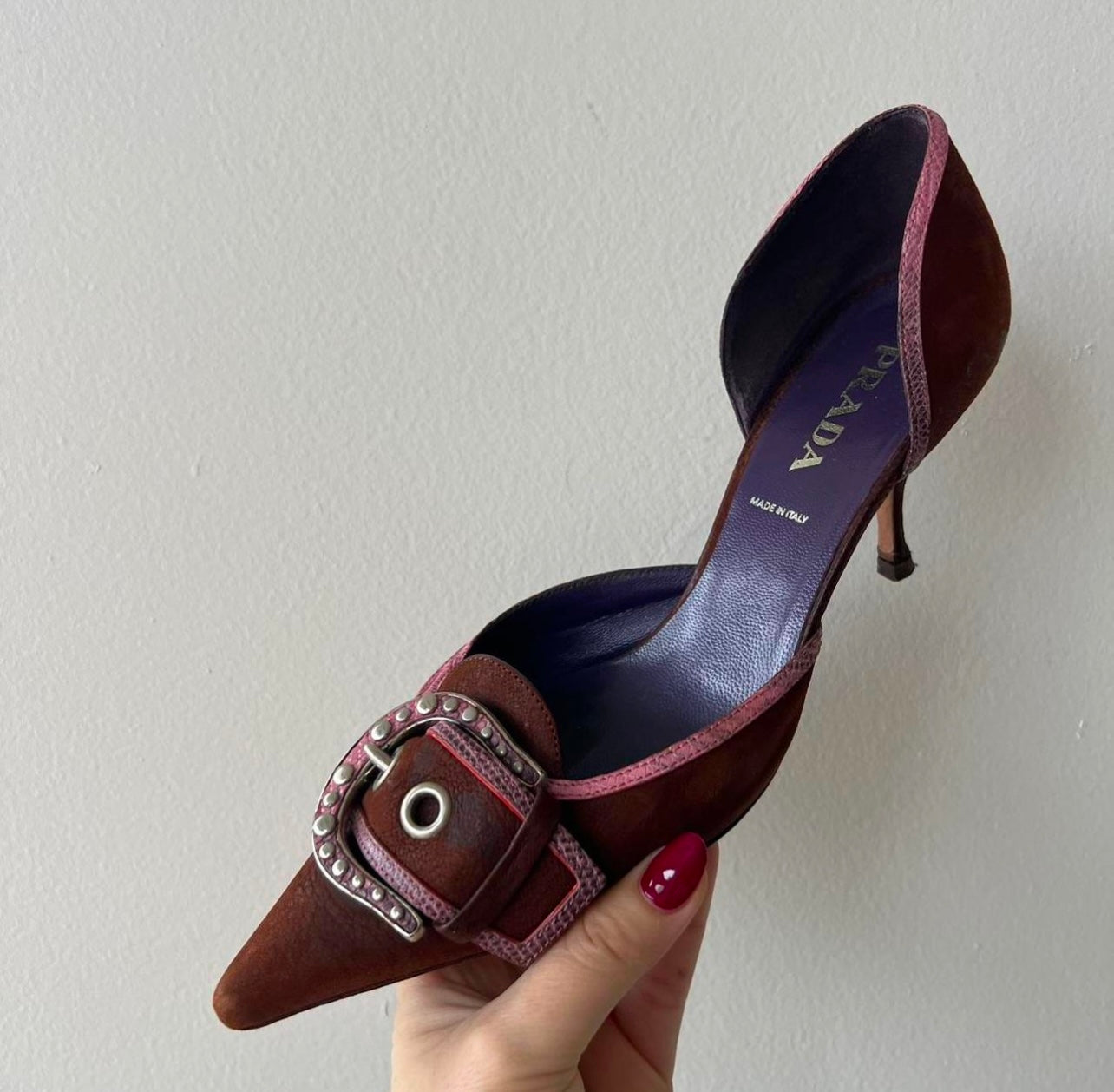 Early 2000s Prada Brown Buckle Heels - 7.5