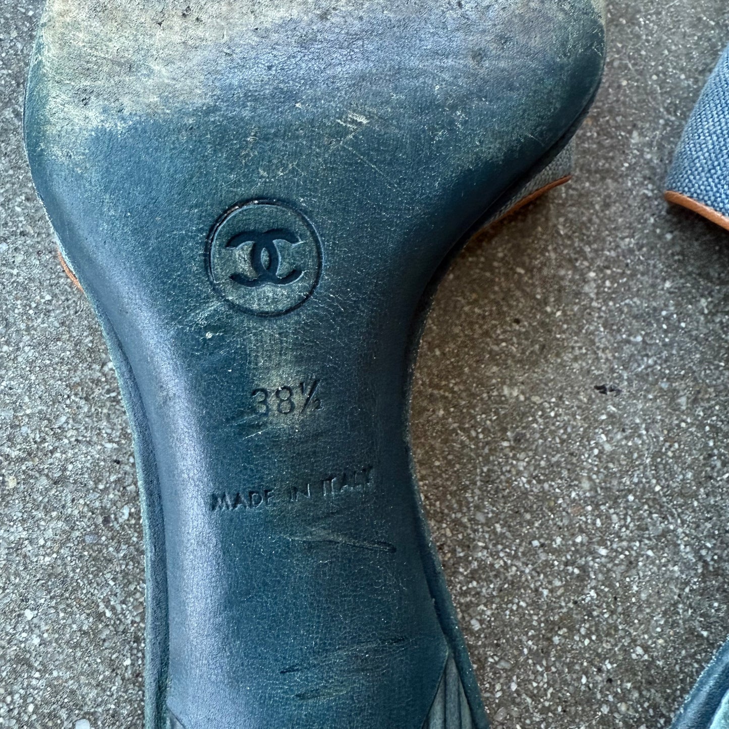 Early 00s Chanel Blue Canvas & Leather Mules - US 8