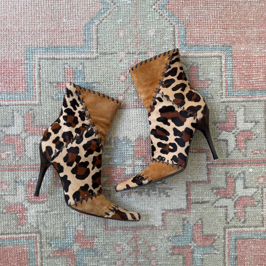 Y2K Casadei Patchwork Animal Print Ankle Boots - US 6