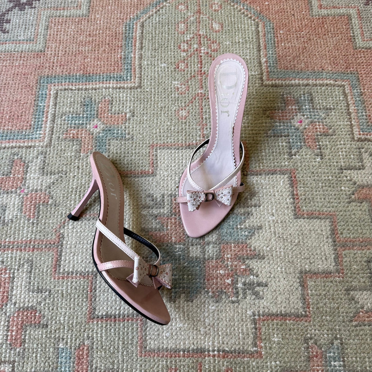 S/S2005 Galliano Dior Pink Bow Mules - US 7.5