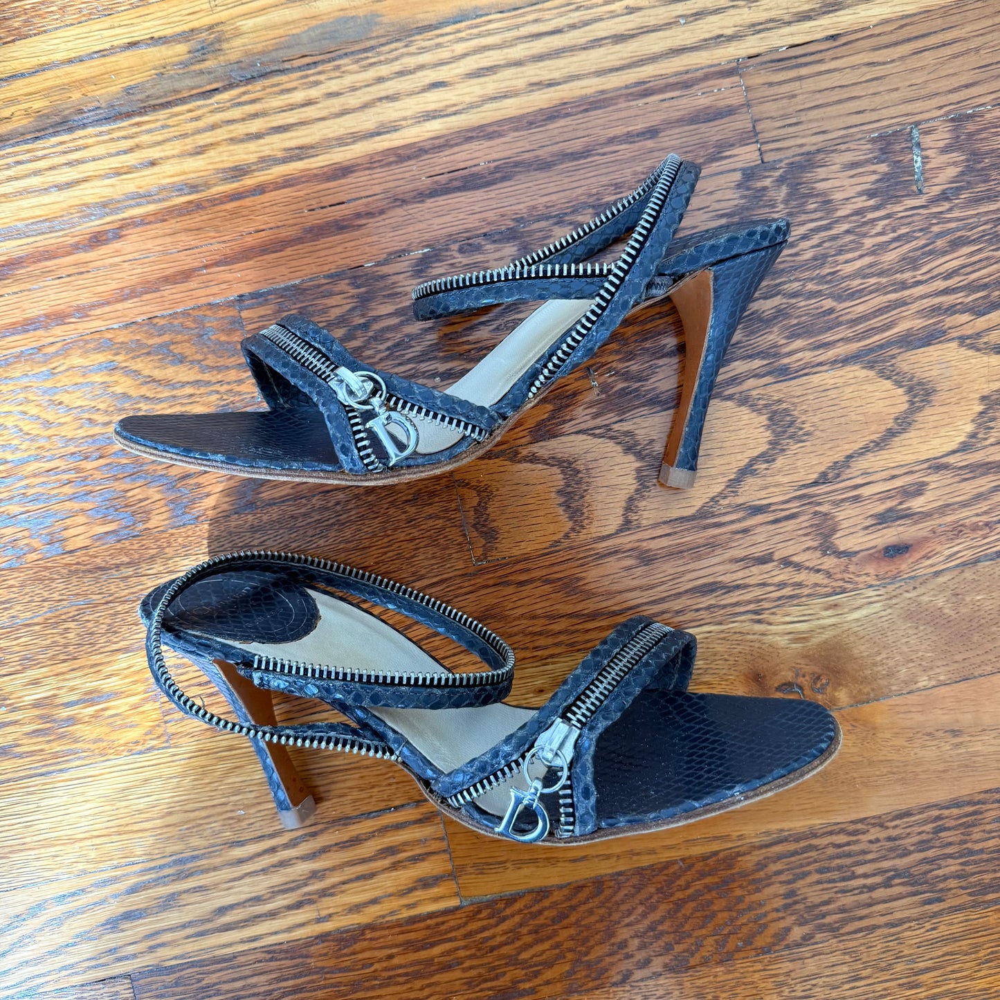 S/S2001 Galliano Dior Python Zipper Sandals - US 6.5