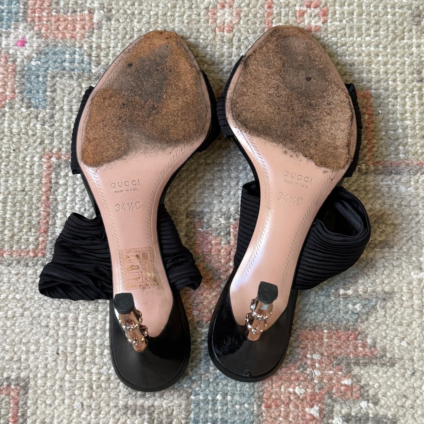 S/S2004 Tom Ford Gucci Plissé Bamboo Mules - US 6