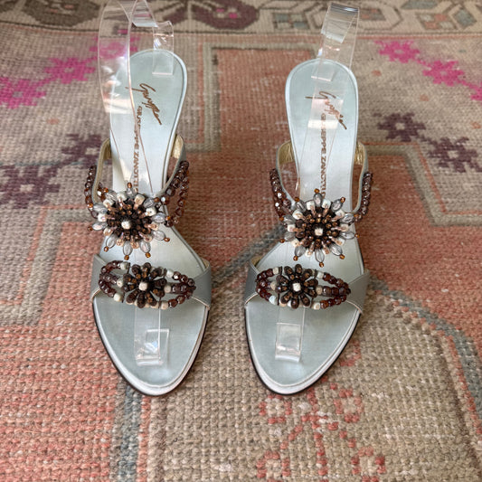 2002 Giuseppe Zanotti Ice Blue Jeweled Sandals - US 8.5
