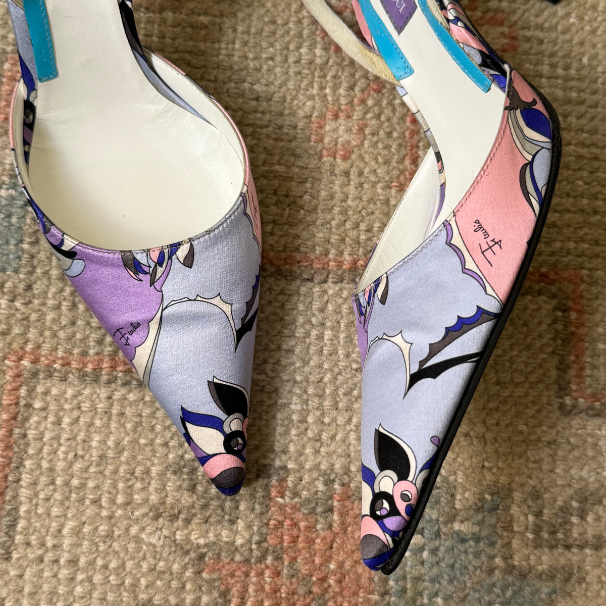 Y2K Emilio Pucci Silk Satin Slingbacks - US 6-6.5