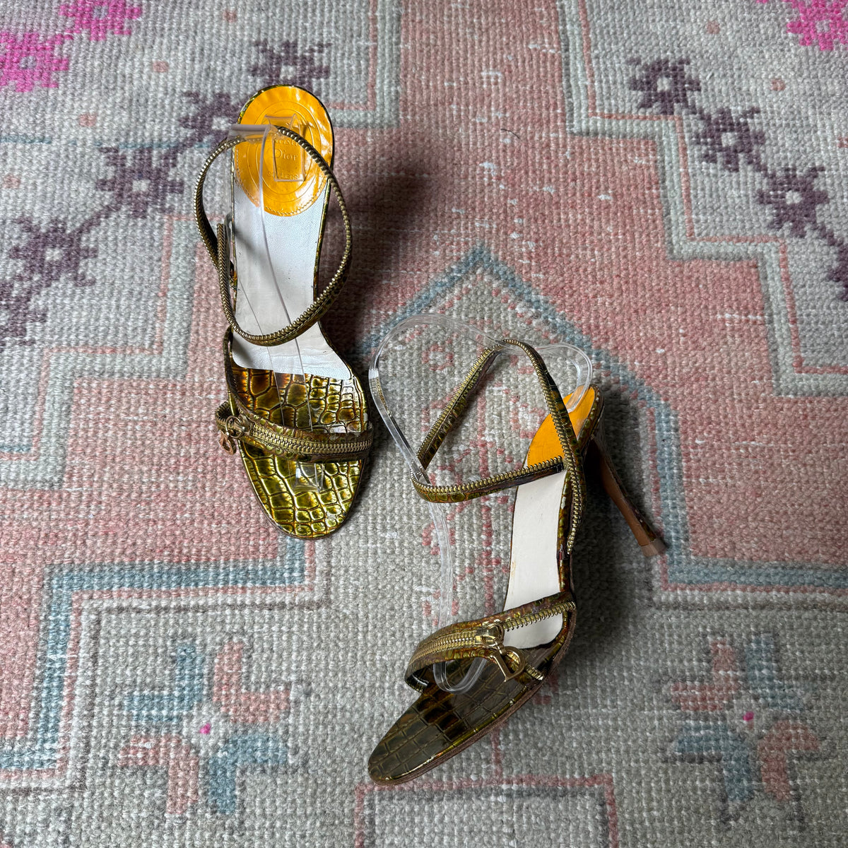 S/S2001 Galliano Dior Citrine Zipper Sandals - US 9-9.5