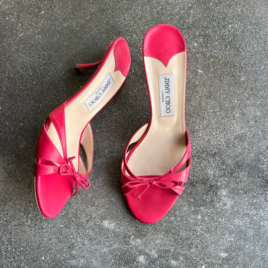 Jimmy Choo Hot Pink Bow Sandals - 11.5