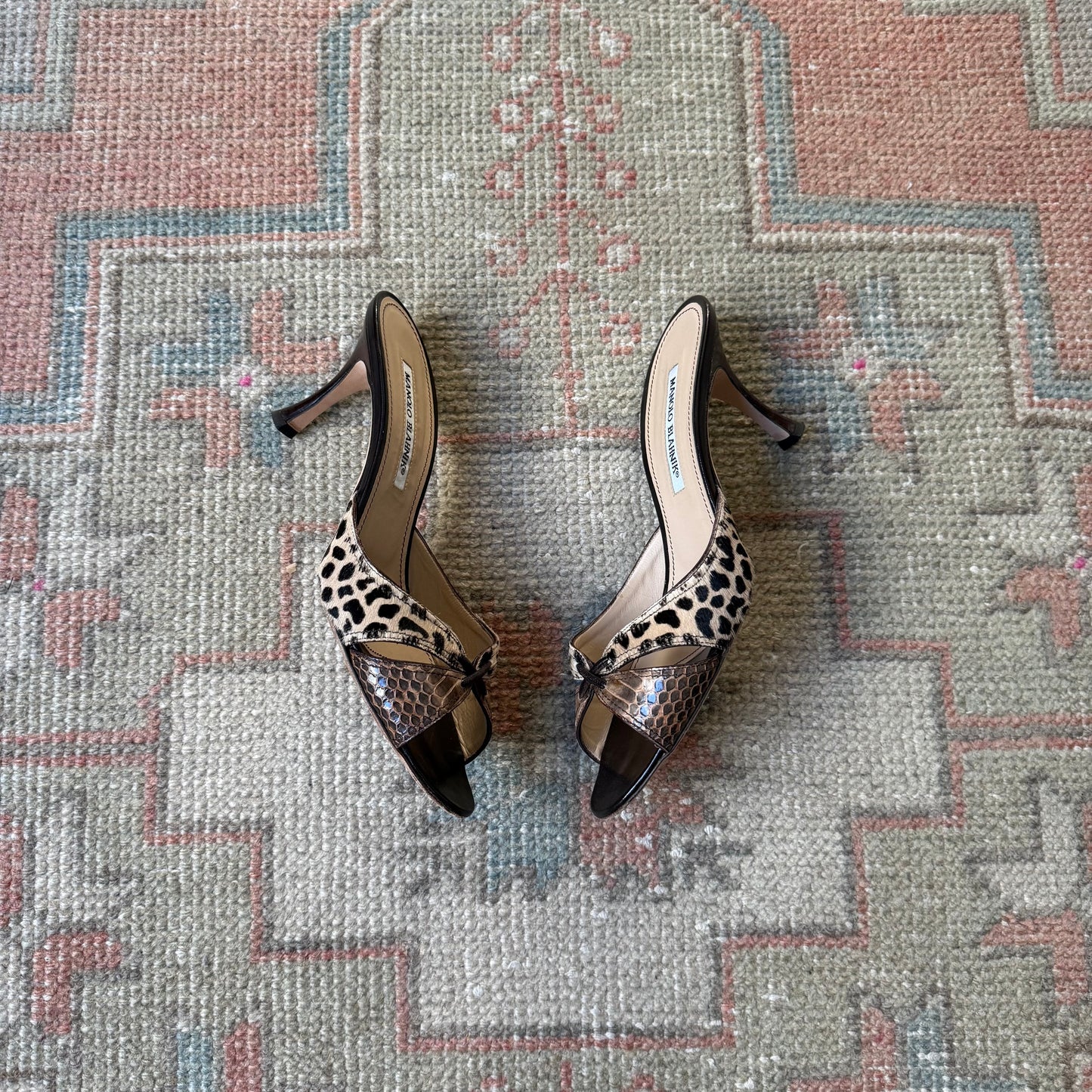 2000s Manolo Blahnik Ponyhair Mix Sandals - US 8