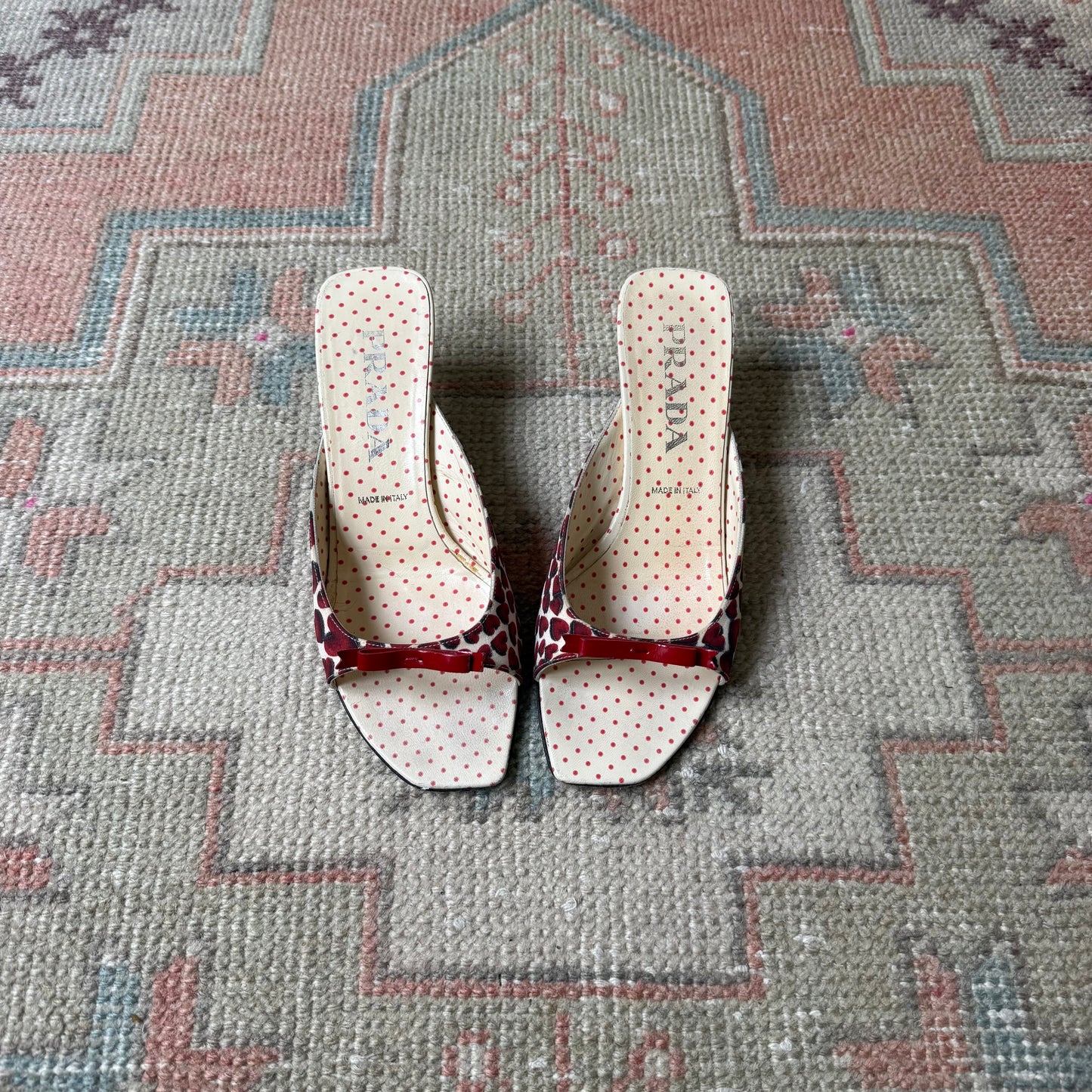 S/S2000 Prada Red Heart and Bow Sandals - US 7-7.5