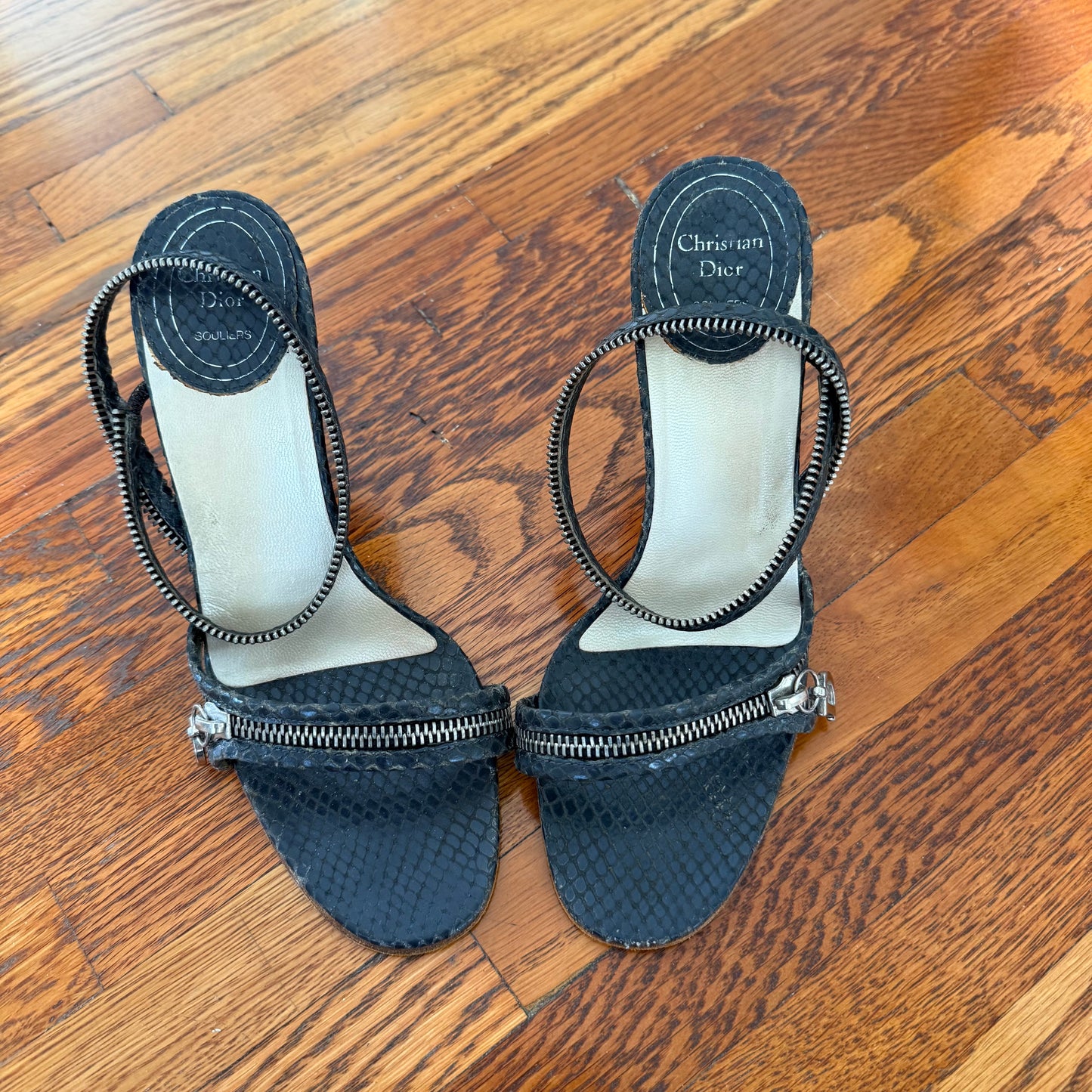 S/S2001 Galliano Dior Python Zipper Sandals - US 6.5