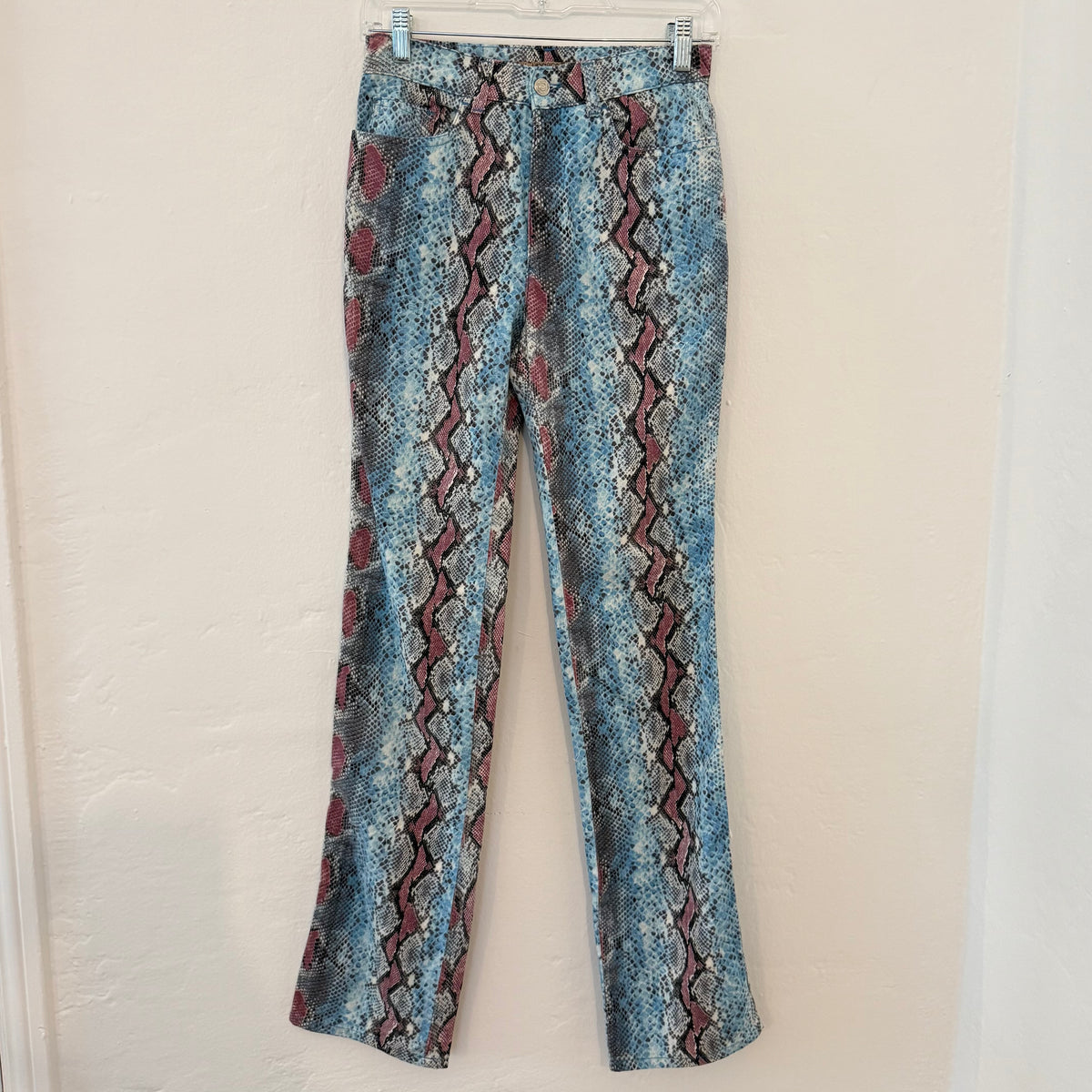 Y2K Ungaro Blue and Pink Snake Print Jeans -  US 4