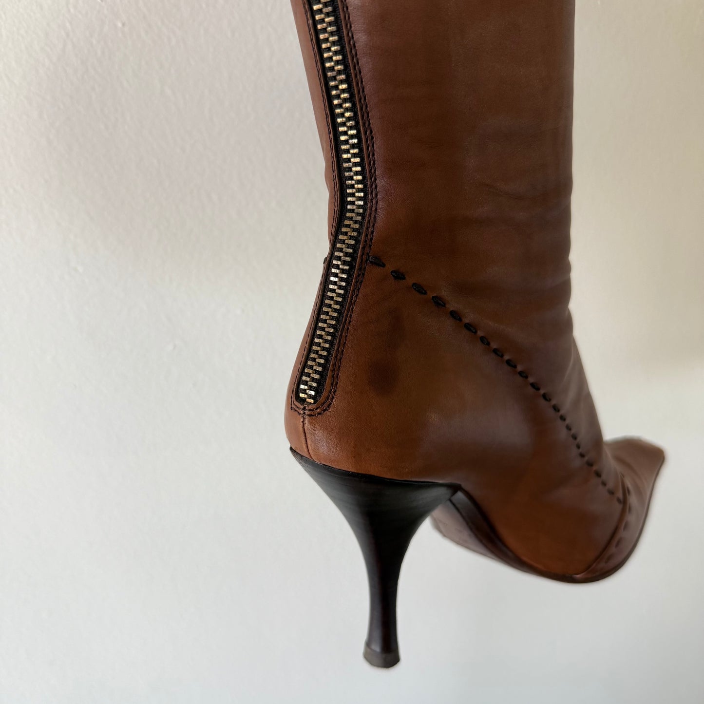 F/W2004 Prada Cognac Buckle Boots - US 6.5-7