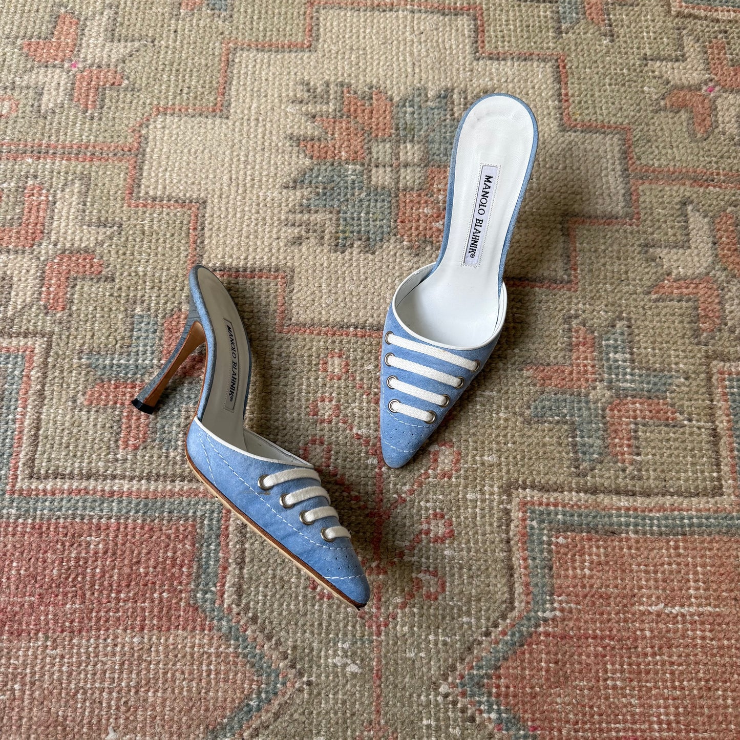 S/S2003 Manolo Blahnik Blue Suede Sneaker Mules - US 5.5-6