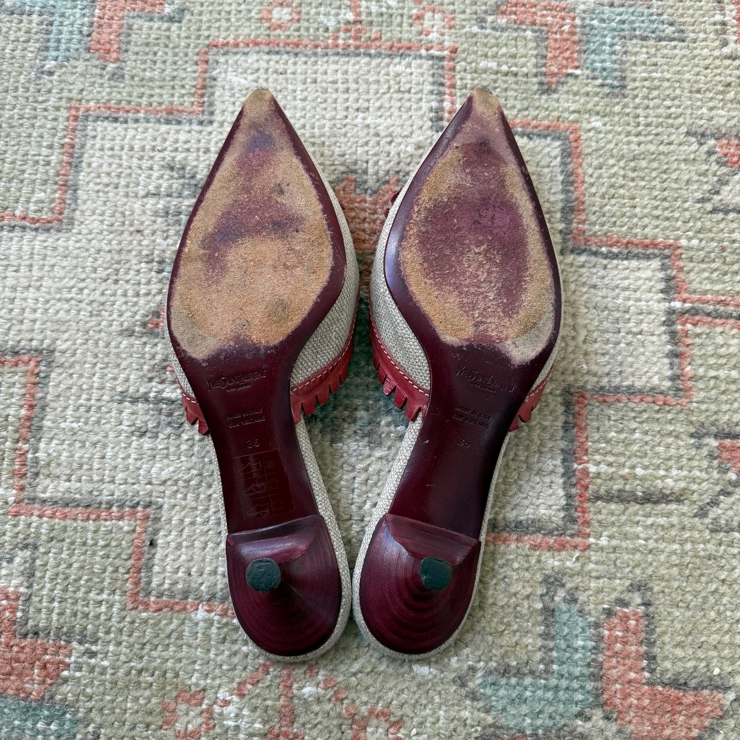 Tom Ford Yves Saint Laurent Heart Raffia Mules - US 6.5