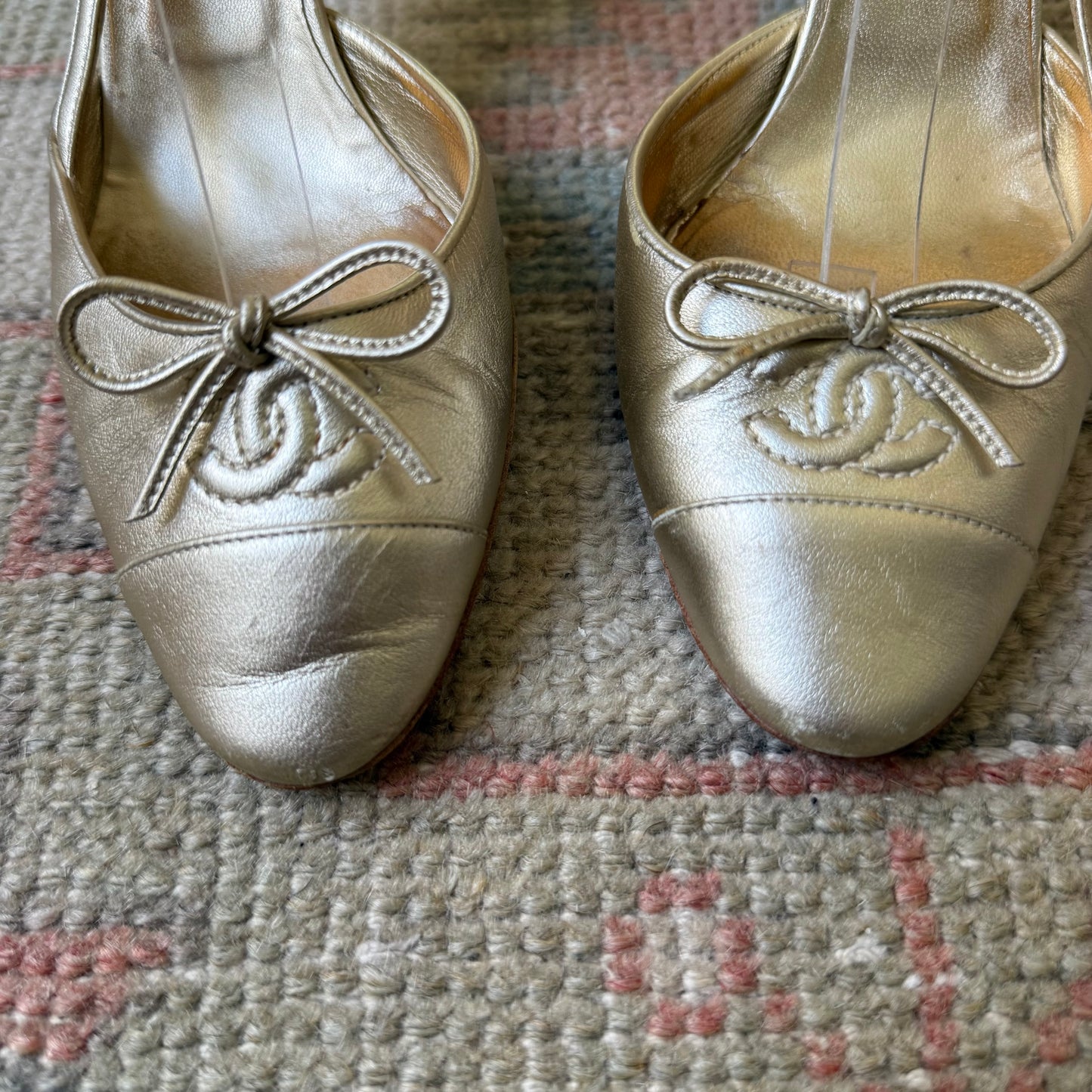2003 Chanel Gold Ballet Slingback Pumps - US 8