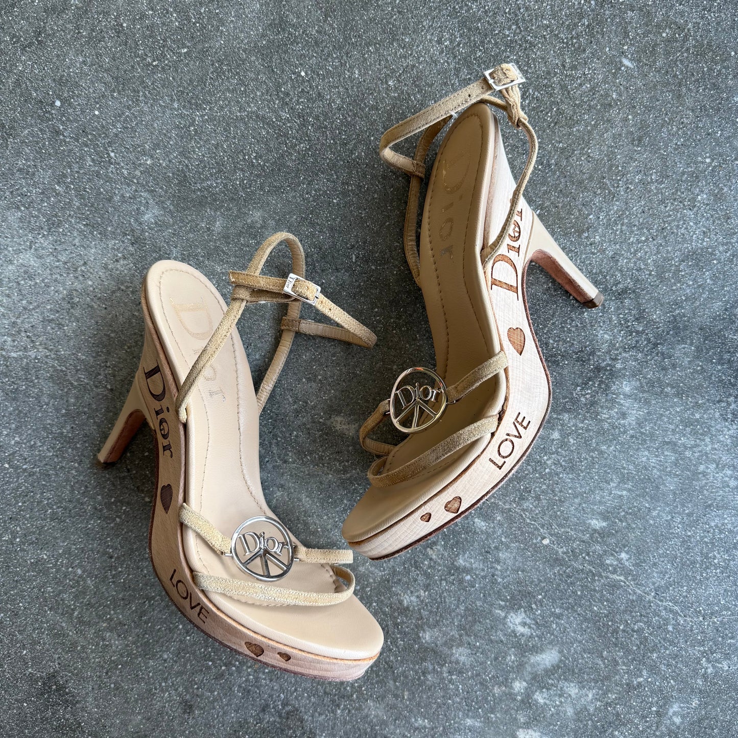 S/S2006 Galliano Dior Peace + Love Wedges - US 6.5