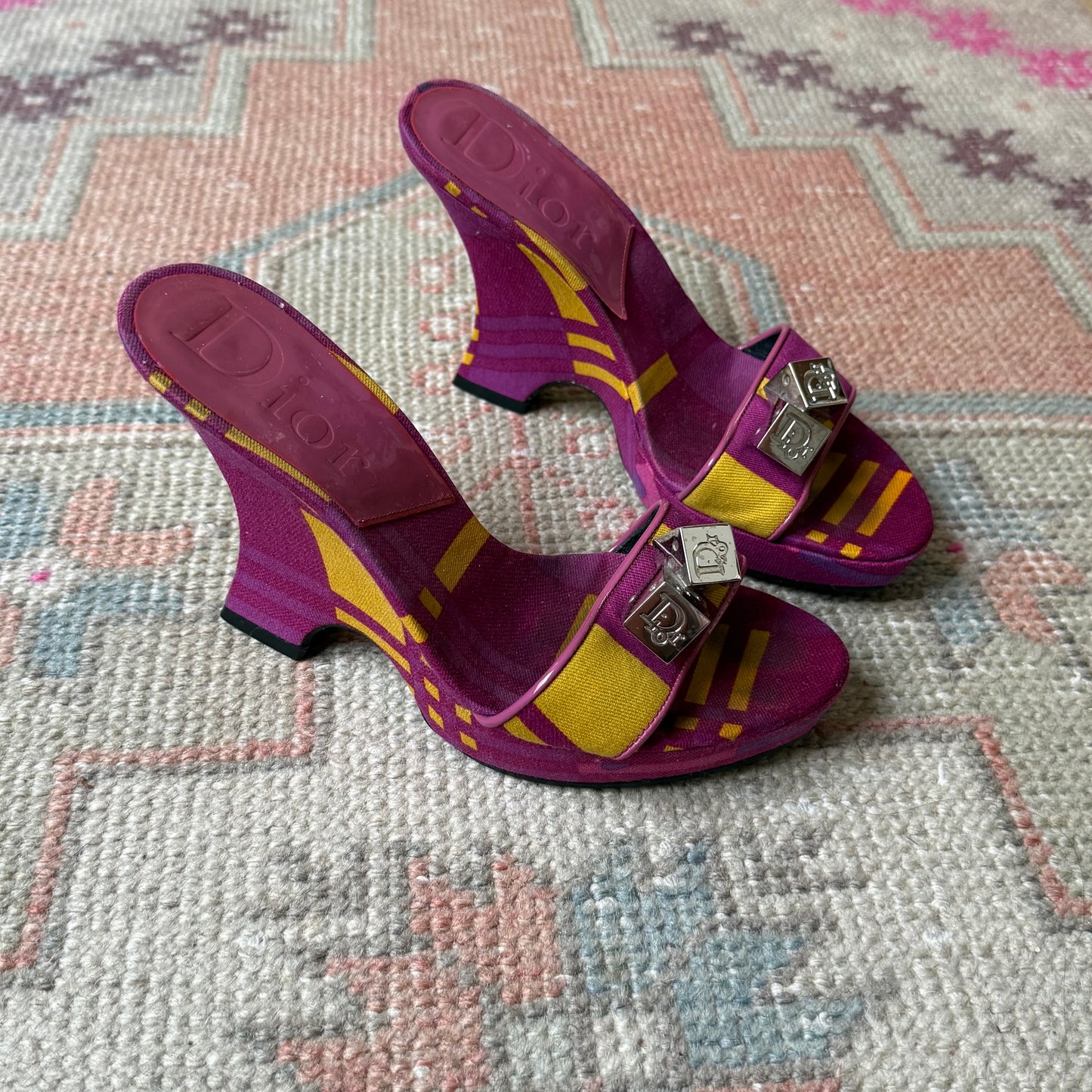 F/W2004 Galliano Dior Purple Gambler Wedges - US 6-6.5