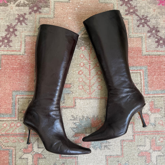 Y2K Jimmy Choo Chocolate Brown Kidd Boots - US 10-10.5