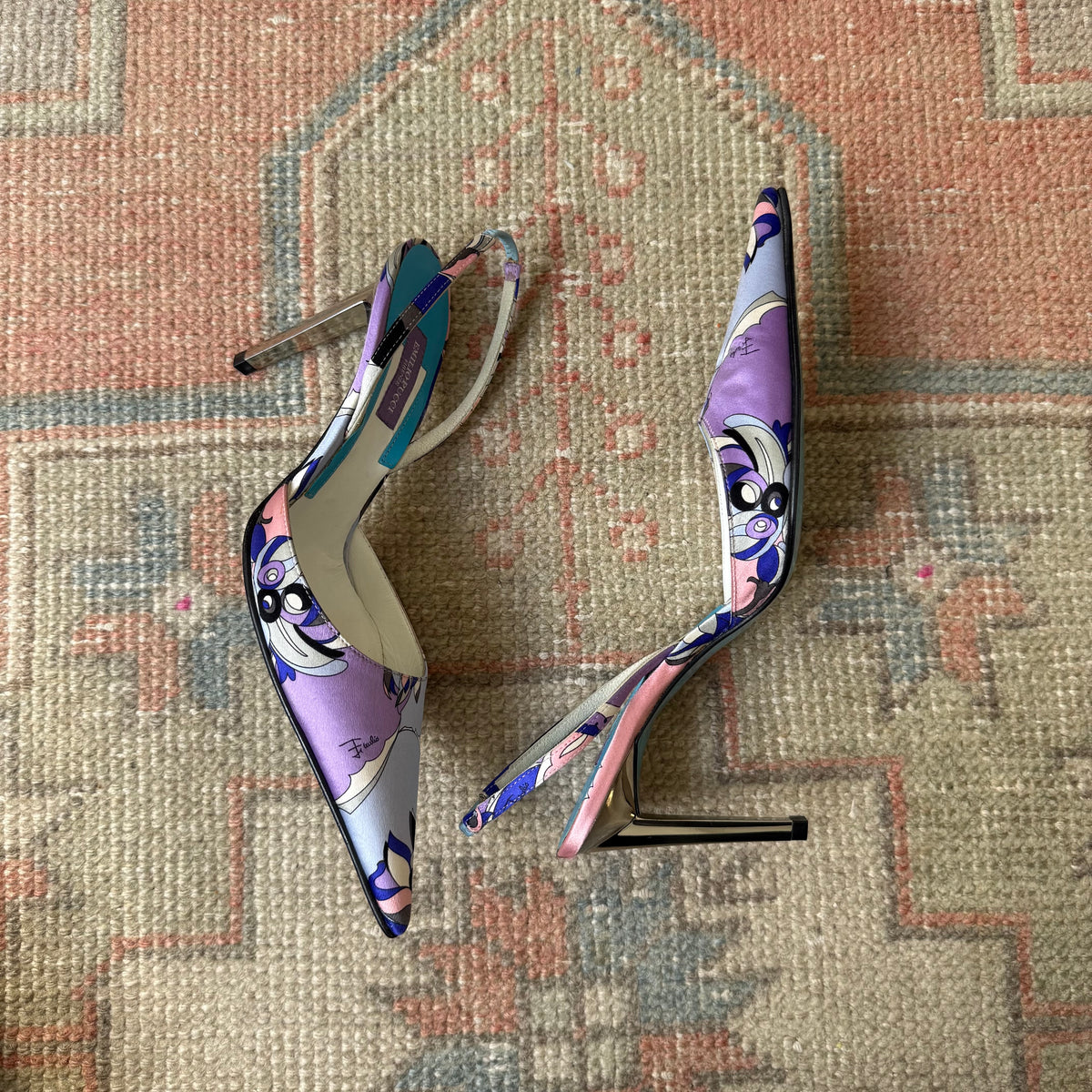 Y2K Emilio Pucci Silk Satin Slingbacks - US 6-6.5
