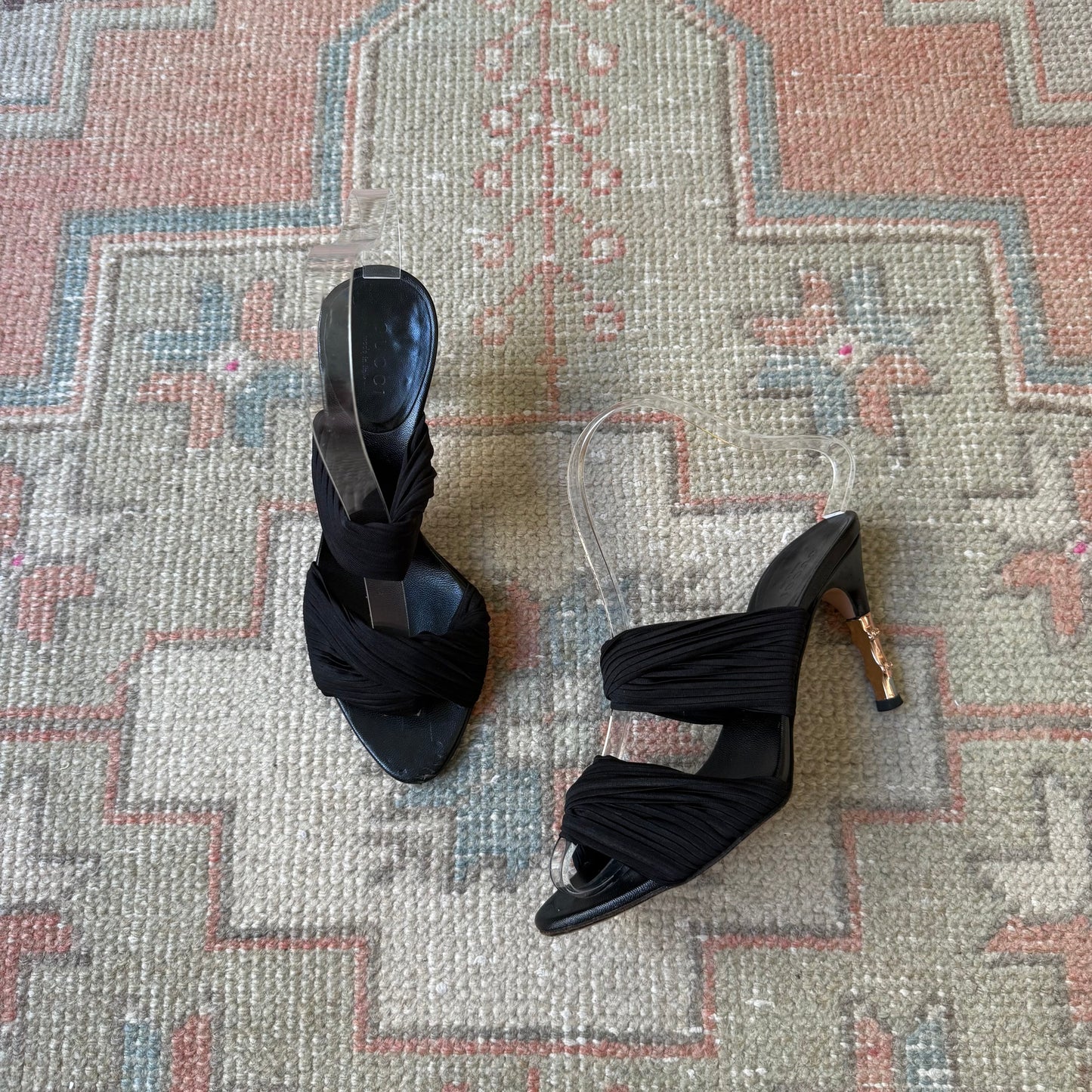 S/S2004 Tom Ford Gucci Plissé Bamboo Mules - US 6