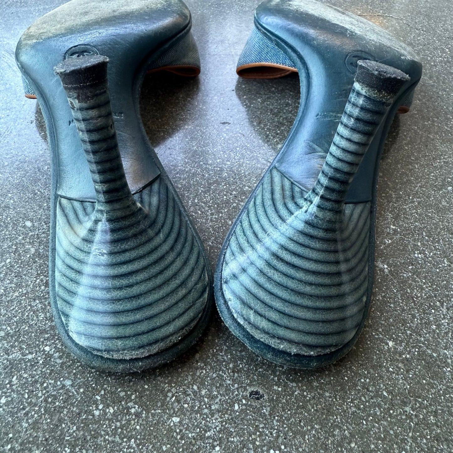 Early 00s Chanel Blue Canvas & Leather Mules - US 8