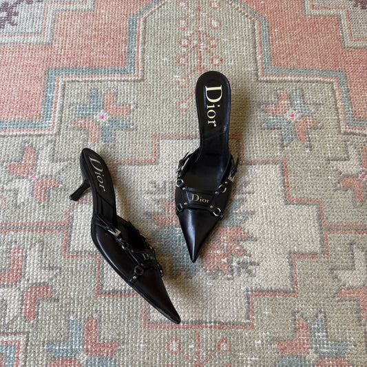 F/W2004 Galliano Dior Bondage Mules - US 7.5