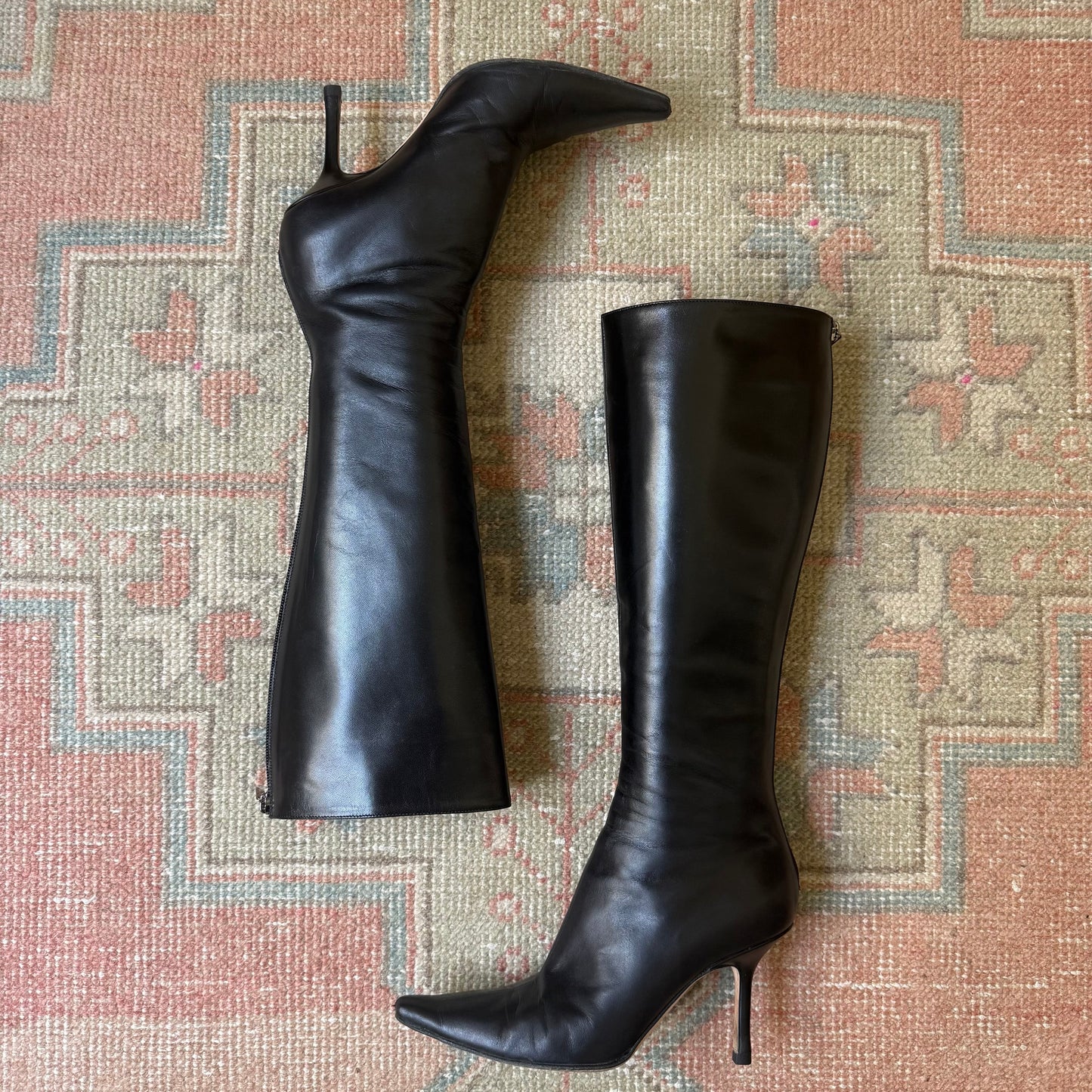 Jimmy Choo Black Leather Kid Boots - US 6