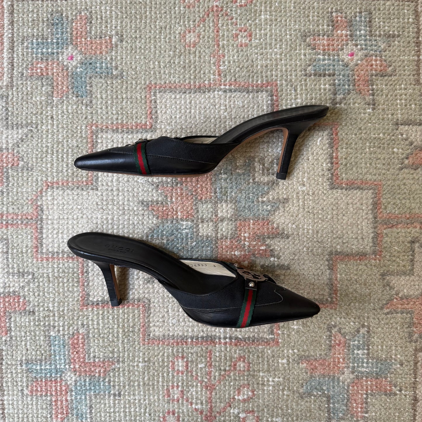 F/W2004 Tom Ford Gucci Logo Canvas Mules - US 6